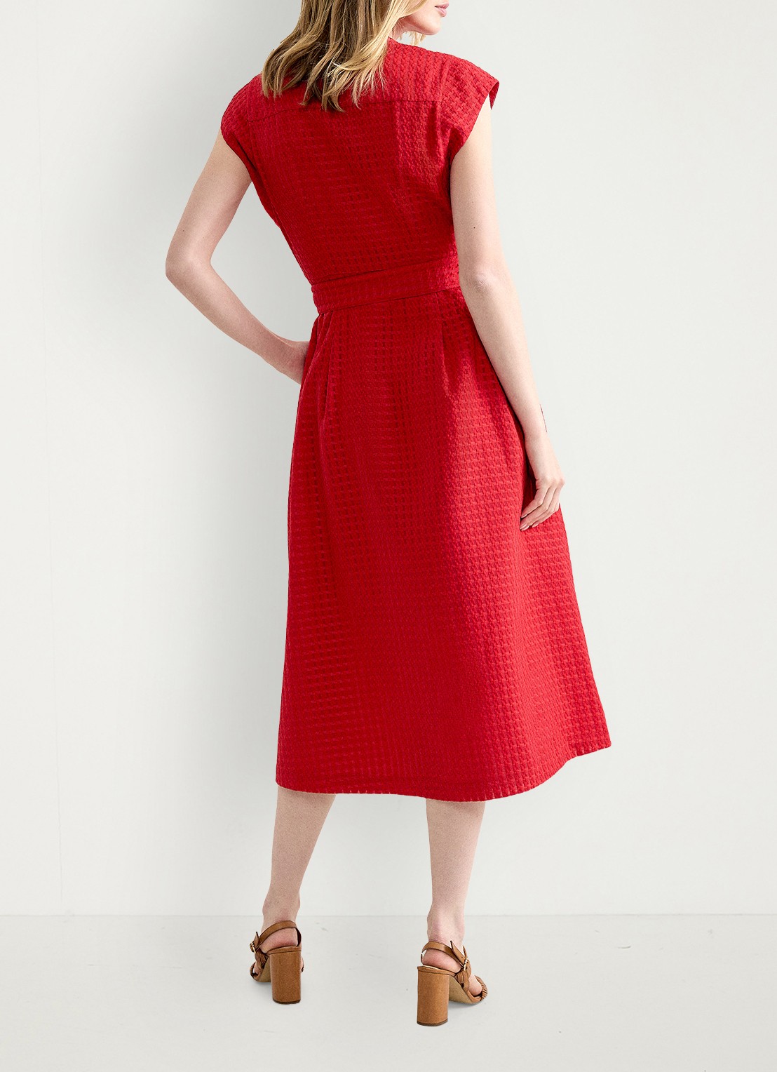 Phase Eight Elvira midi jurk met structuur - achterkant 8 rood