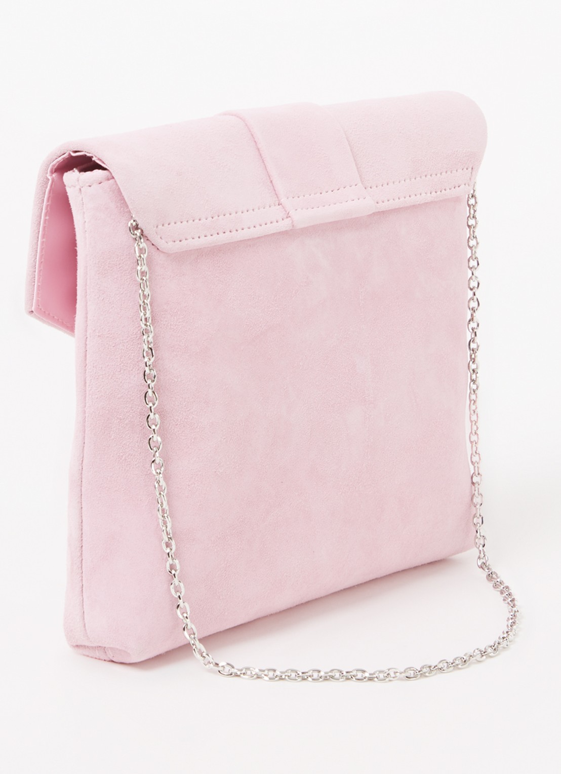 Phase Eight Embellished clutch van suède met strass - achterkant 3 lichtroze