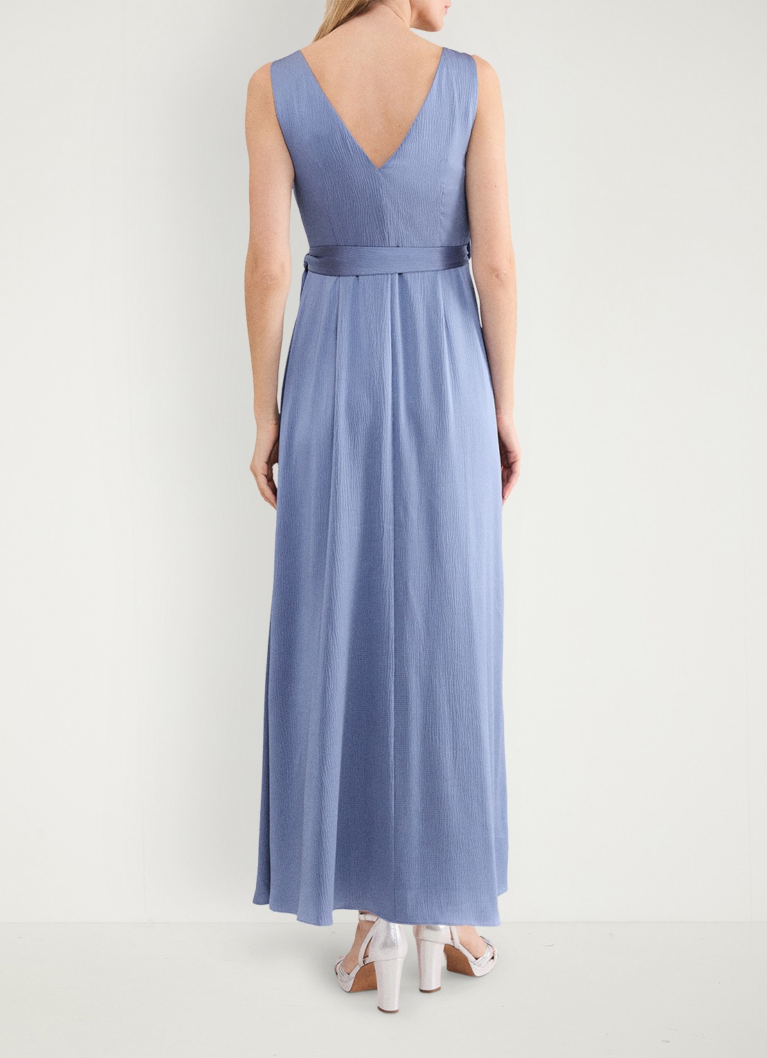 Phase Eight Emlyn maxi wikkeljurk met plooien - achterkant 3 lichtblauw