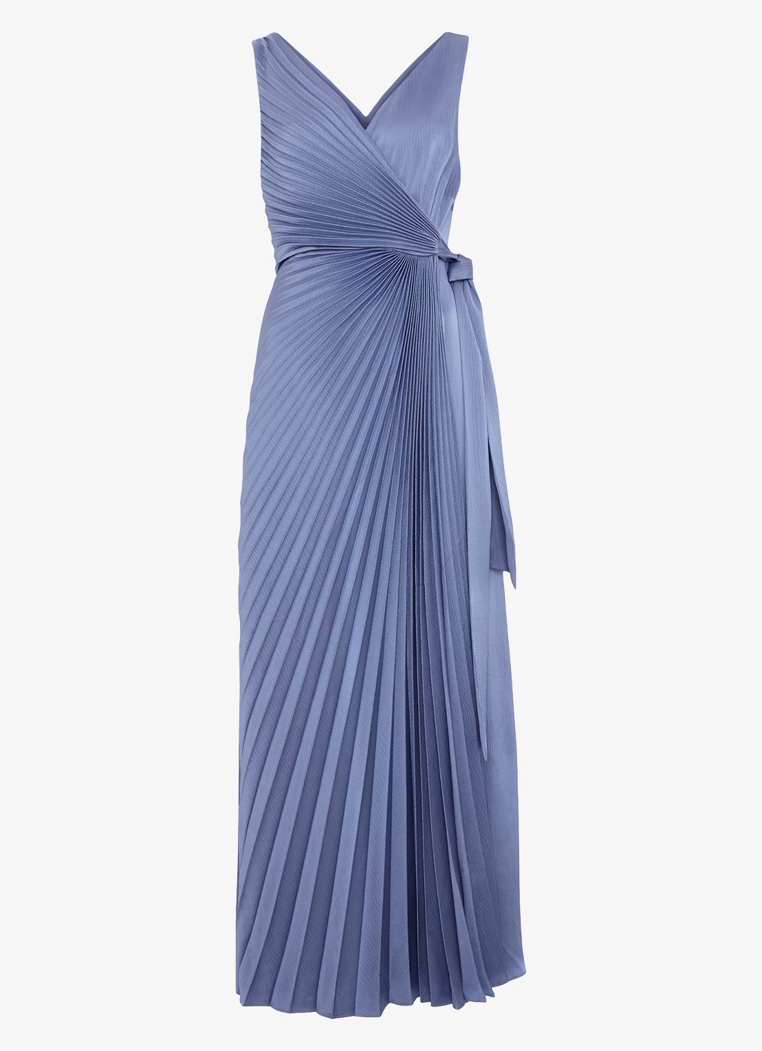 Phase Eight Emlyn maxi wikkeljurk met plooien - voorkant lichtblauw