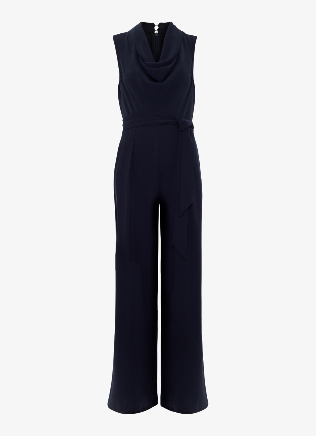 Phase Eight Emry wide fit jumpsuit met strikceintuur - voorkant blauw