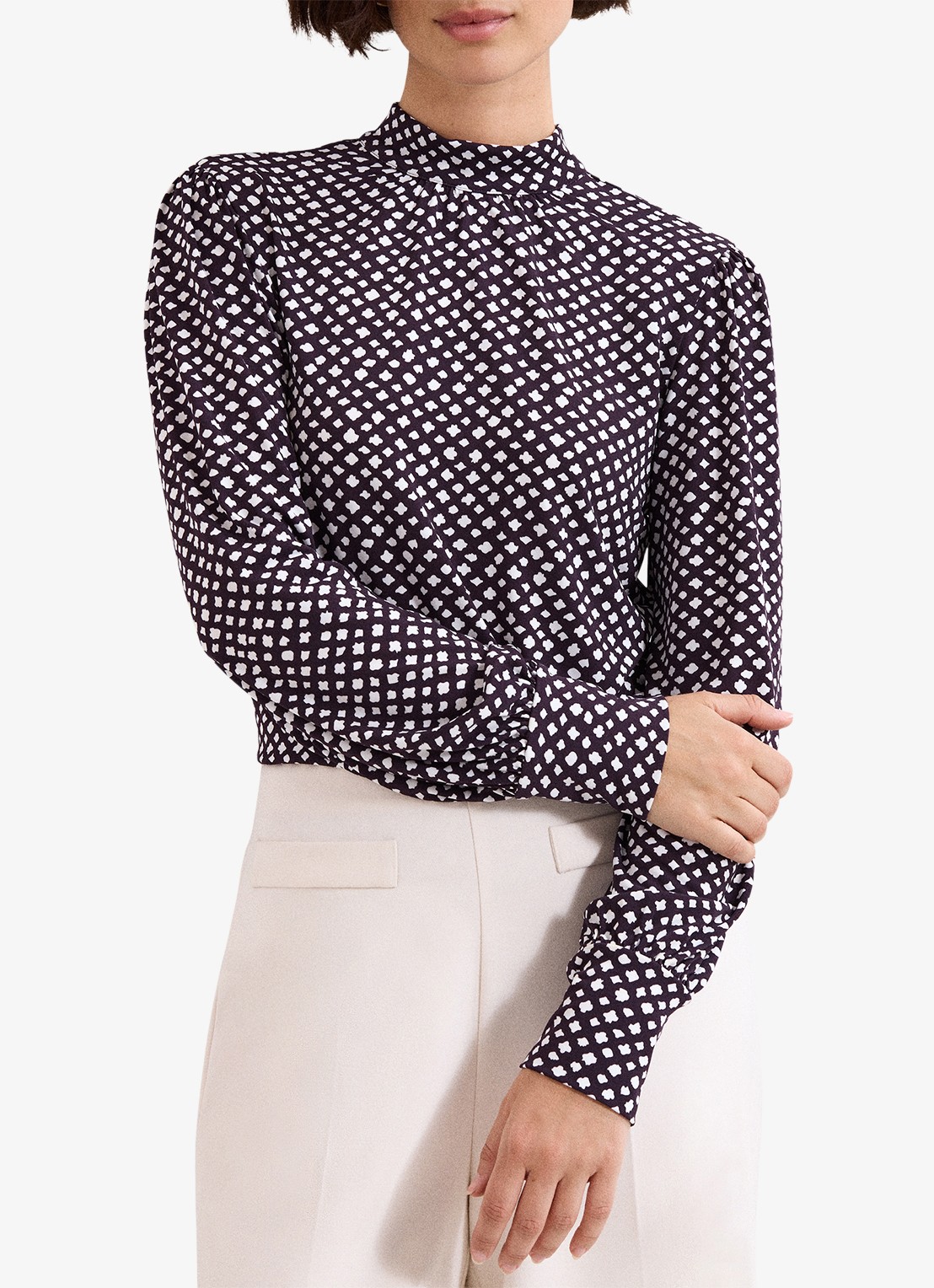 Phase Eight Esme blouse met stippenprint - detail 4 paars