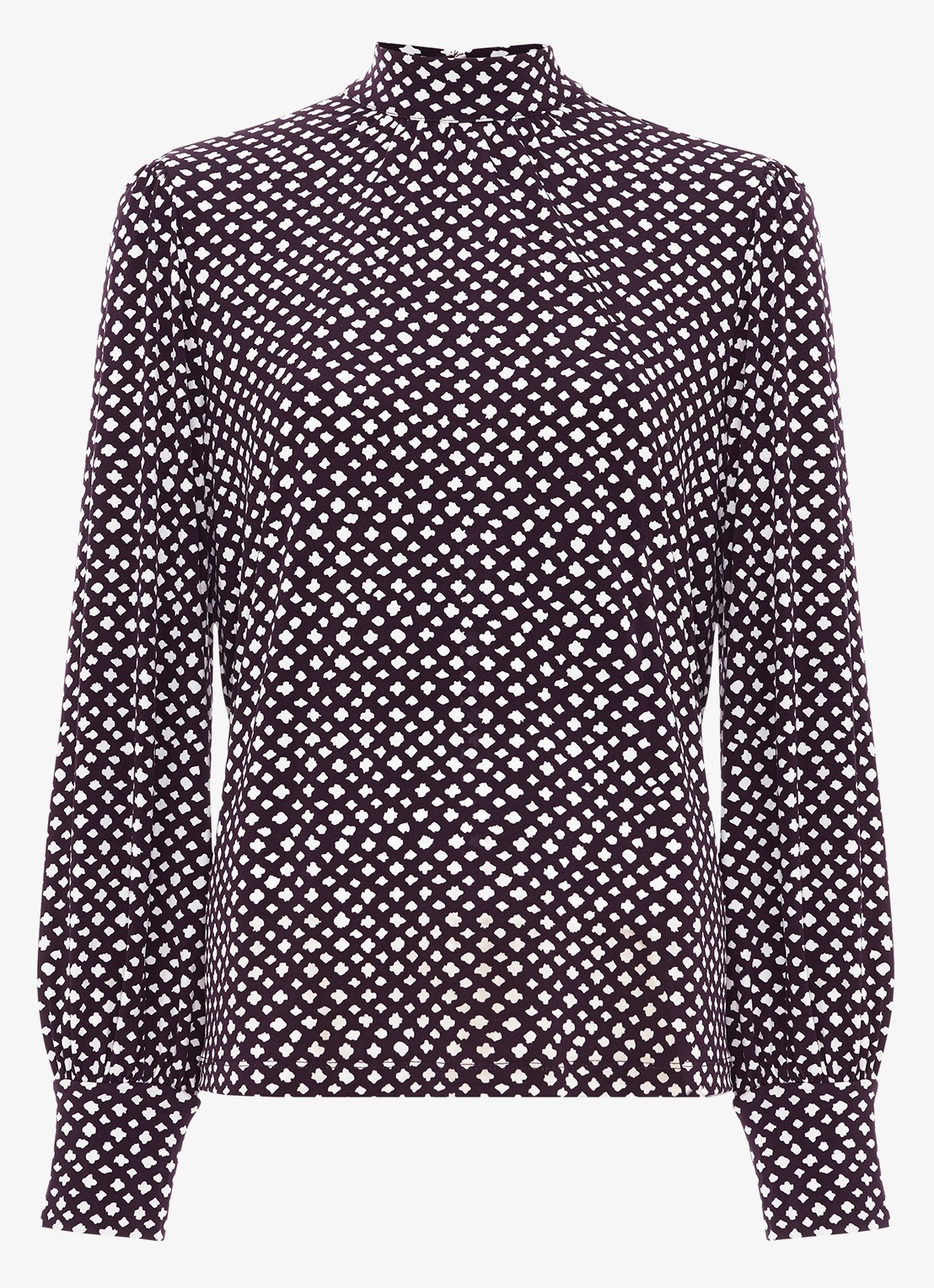 Phase Eight Esme blouse met stippenprint - voorkant paars