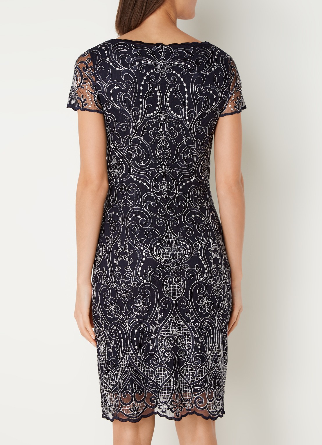 Phase Eight Esme semi-transparante mini jurk met paisley dessin - achterkant donkerblauw