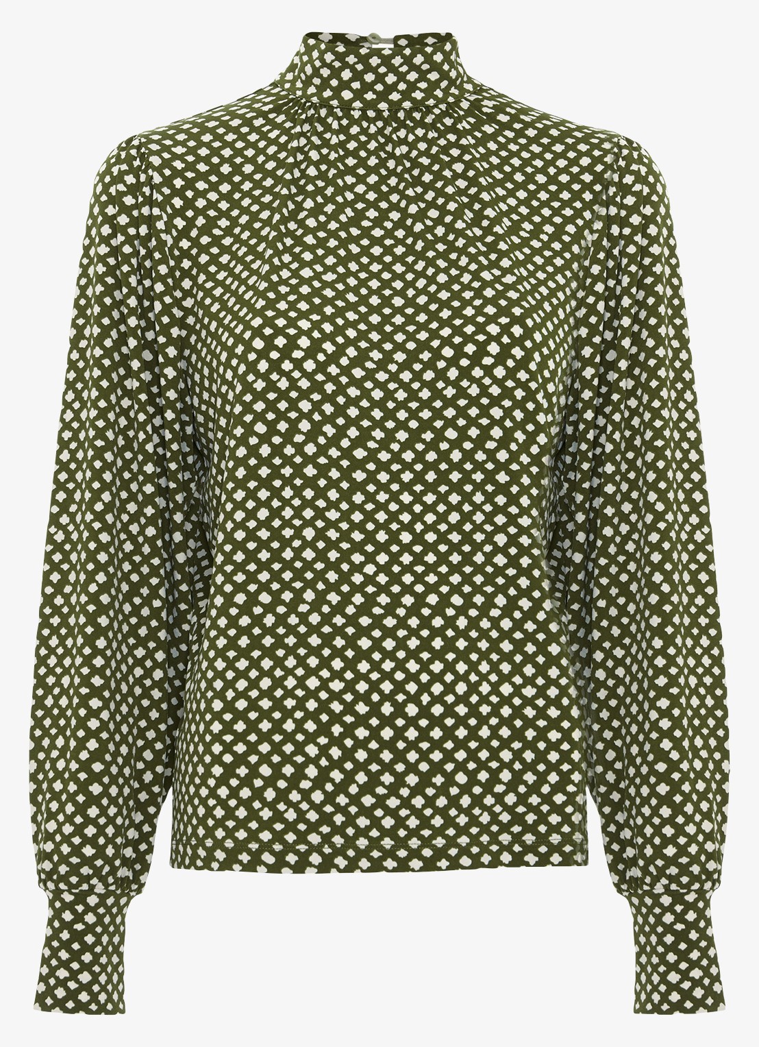 Phase Eight Esme top met grafische print - voorkant 2 olijfgroen