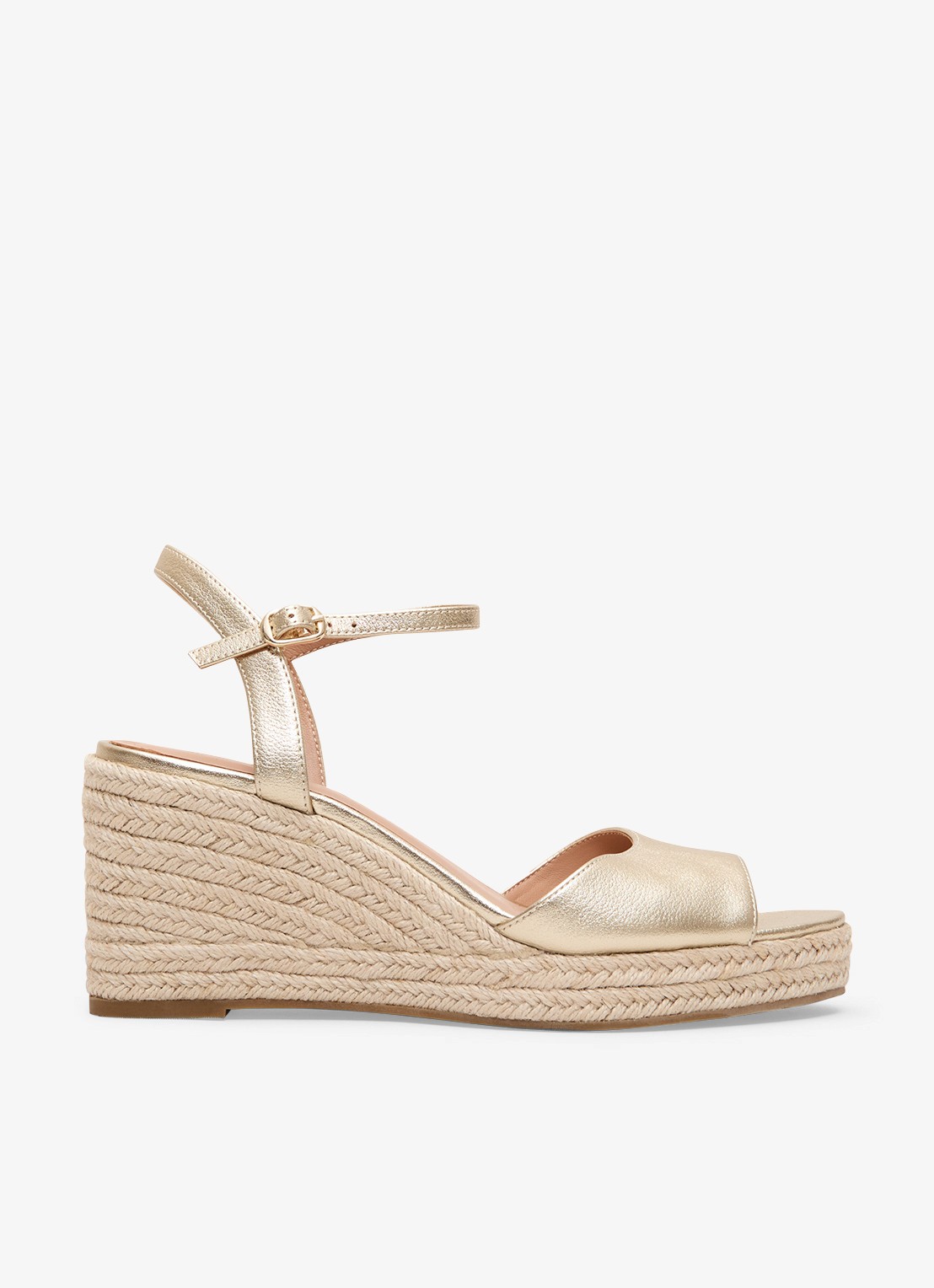 Phase Eight Espadrilles van leer met metallic finish - voorkant 5 goud