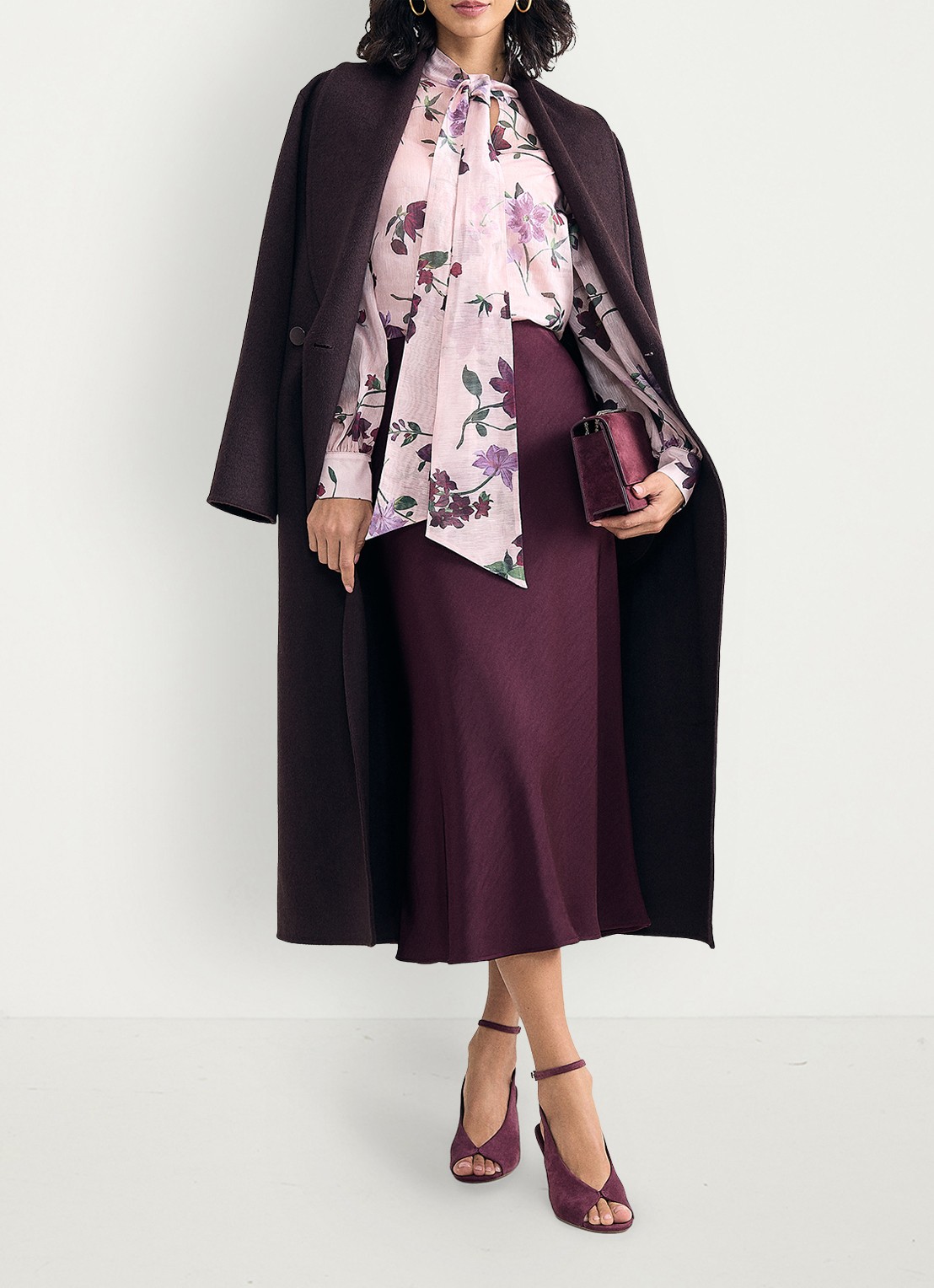 Phase Eight Estelle blouse met sjaalkraag en bloemenprint - detail 6 oudroze
