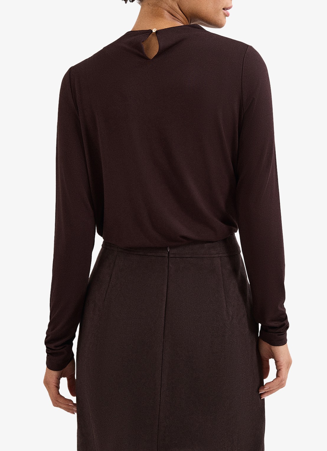 Phase Eight Etta top met plooidetail - achterkant donkerbruin