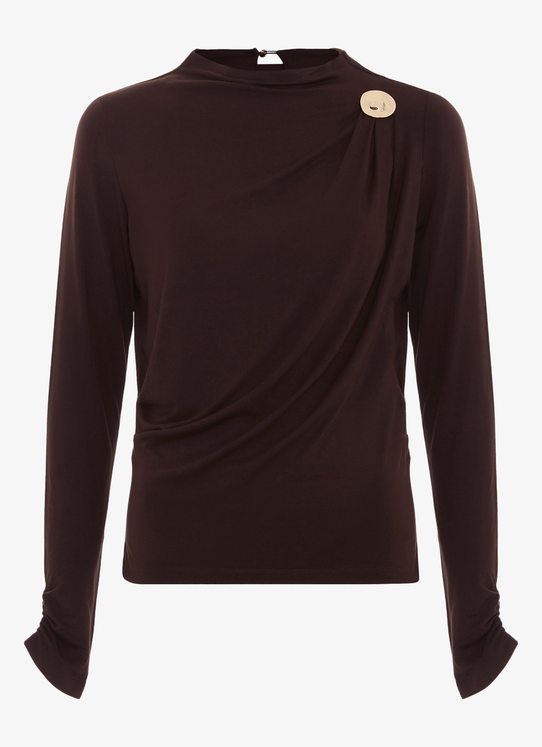 Phase Eight Etta top met plooidetail - voorkant 2 donkerbruin