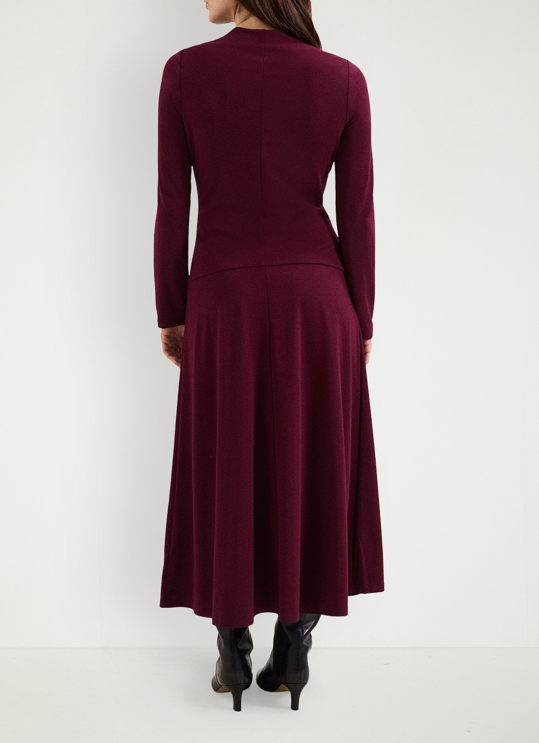 Phase Eight Eugenia midi jurk met plooien  - achterkant burgundy