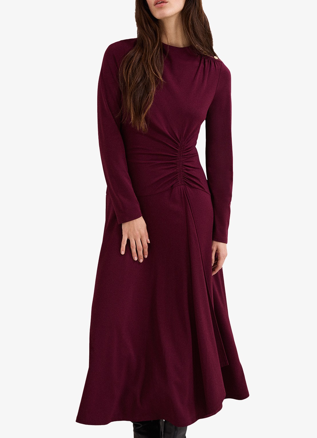 Phase Eight Eugenia midi jurk met plooien  - detail 2 burgundy