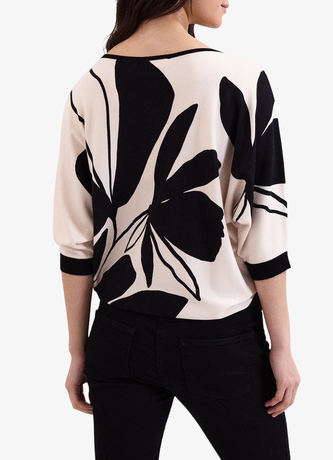 Phase Eight Faith Floral fijngebreide trui met print - achterkant 6 zwart