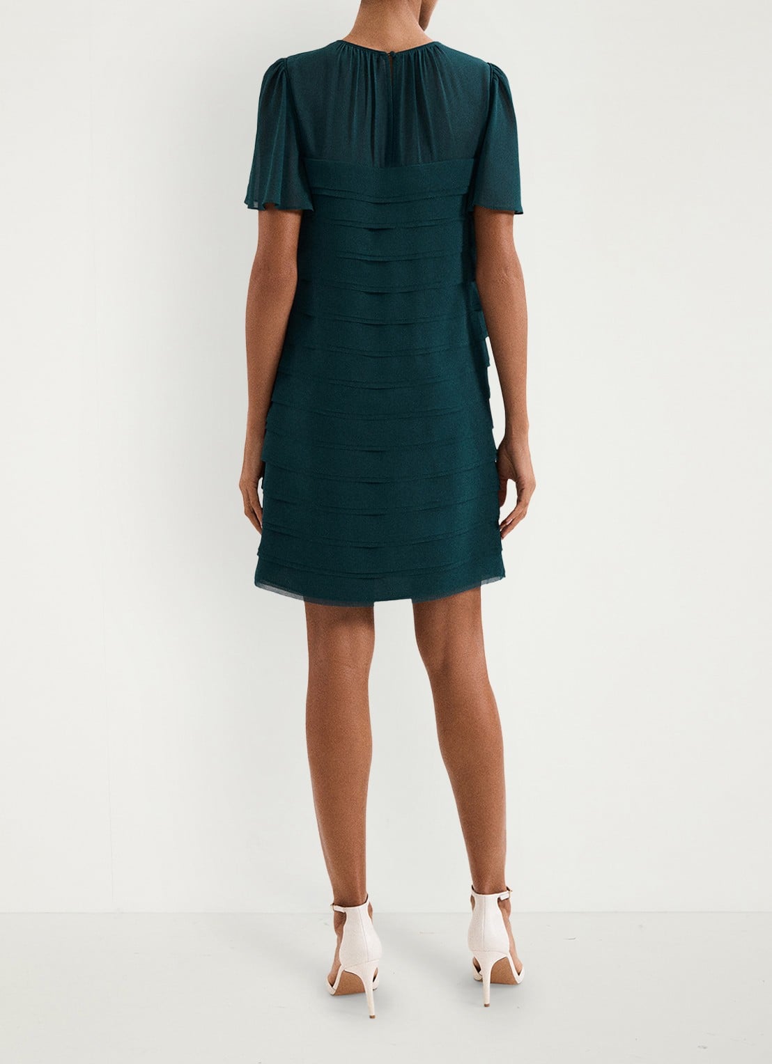 Phase Eight Fallon mini jurk met plooien - achterkant 3 zeegroen