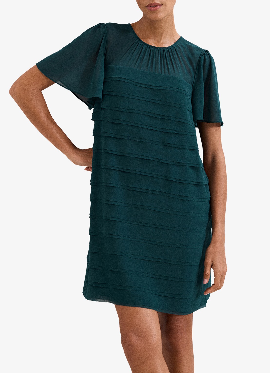Phase Eight Fallon mini jurk met plooien - detail 4 zeegroen