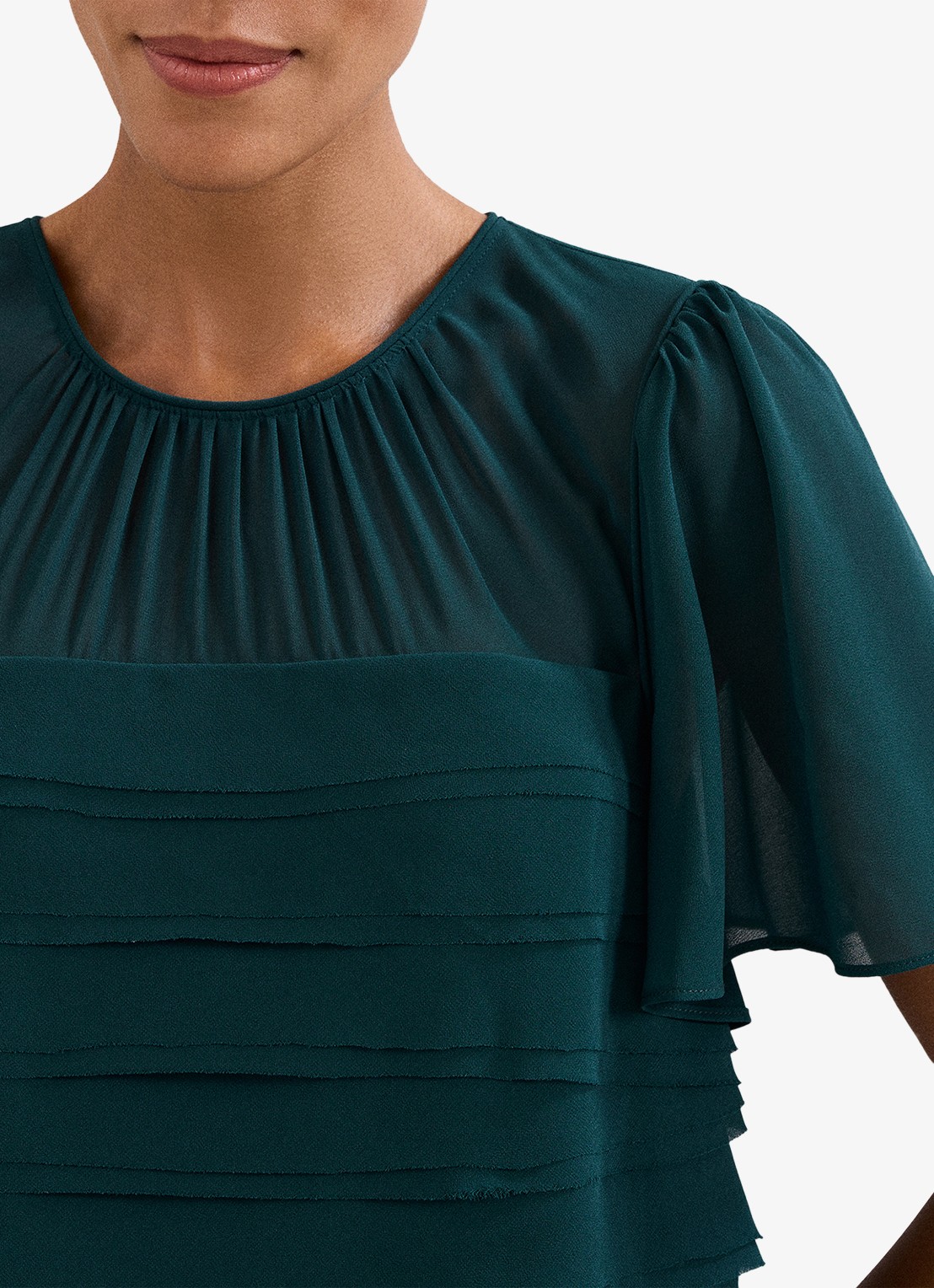 Phase Eight Fallon mini jurk met plooien - detail 5 zeegroen