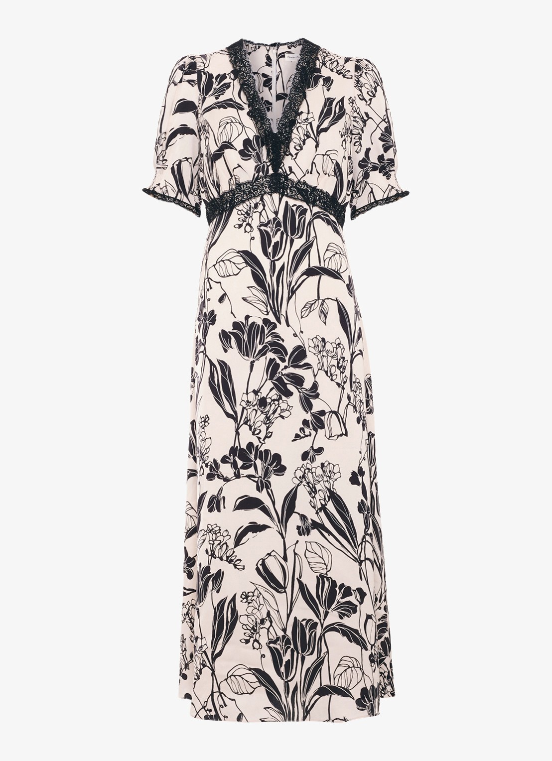 Phase Eight Feyre midi jurk van satijn met bloemenprint - voorkant donkerblauw