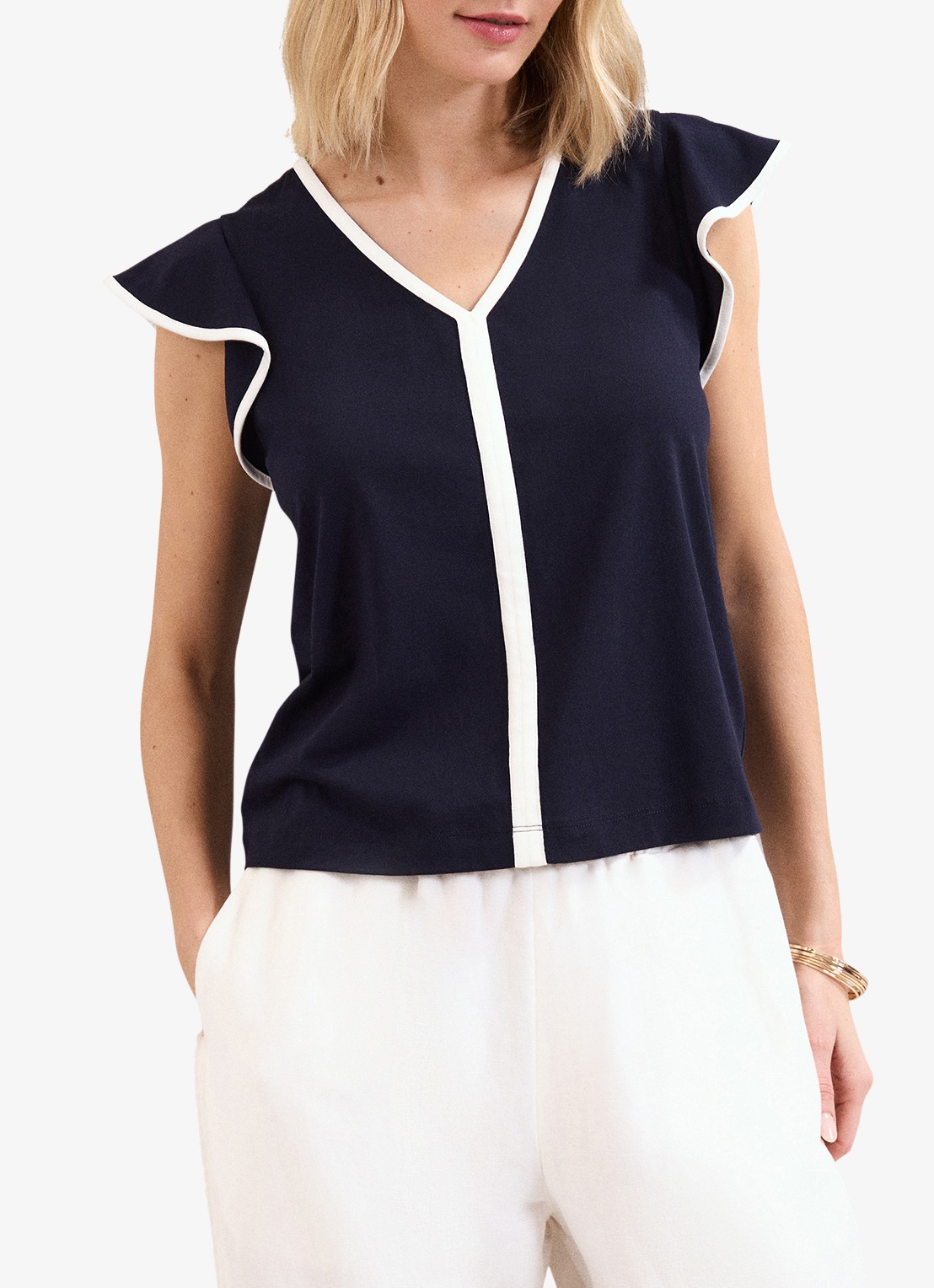 Phase Eight Fleur top van katoen - detail 4 blauw