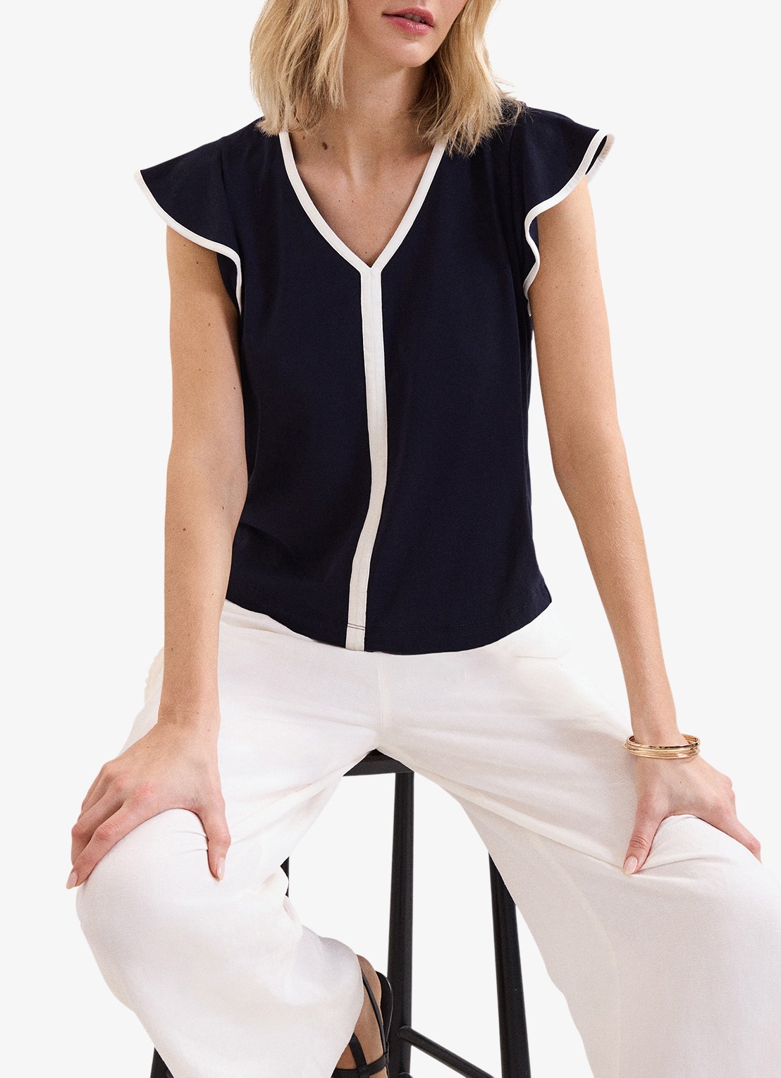 Phase Eight Fleur top van katoen - detail 5 blauw