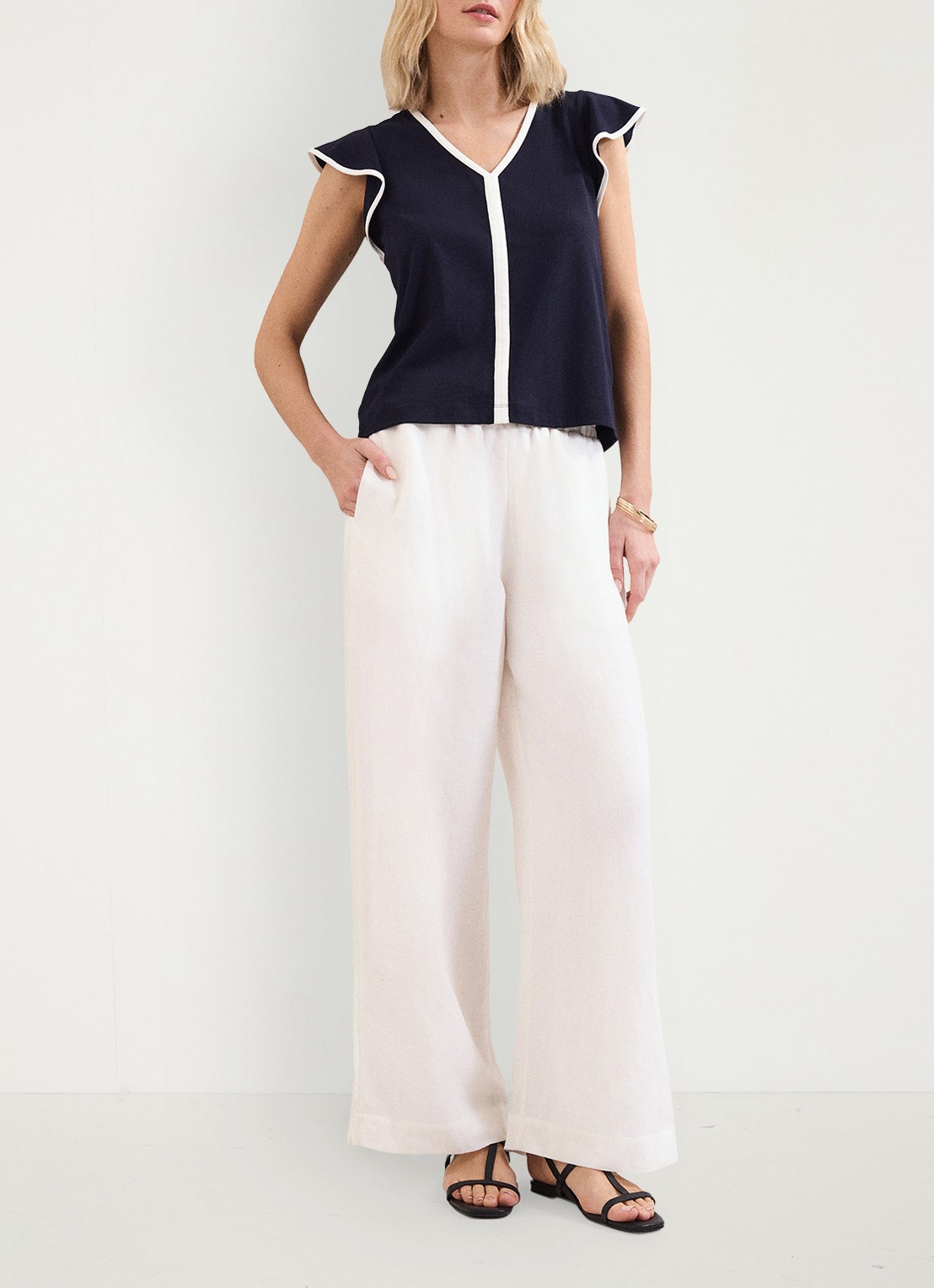 Phase Eight Fleur top van katoen - voorkant 3 blauw