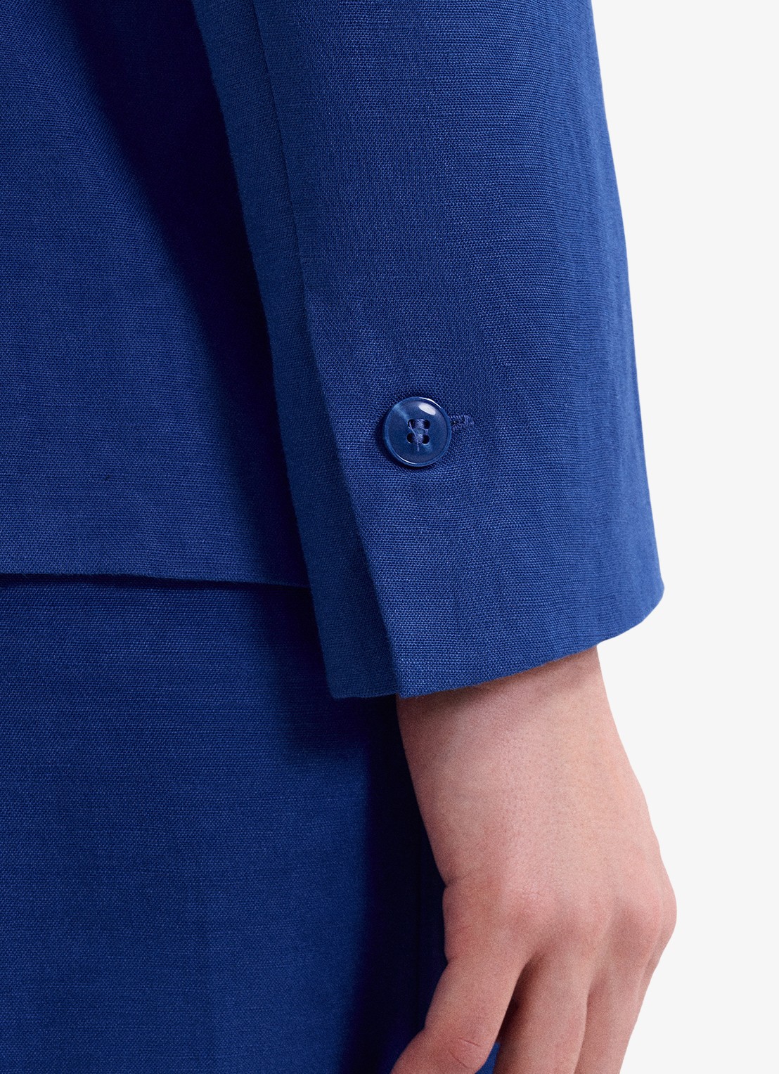 Phase Eight Floette blazer in linnenblend - detail 6 kobaltblauw