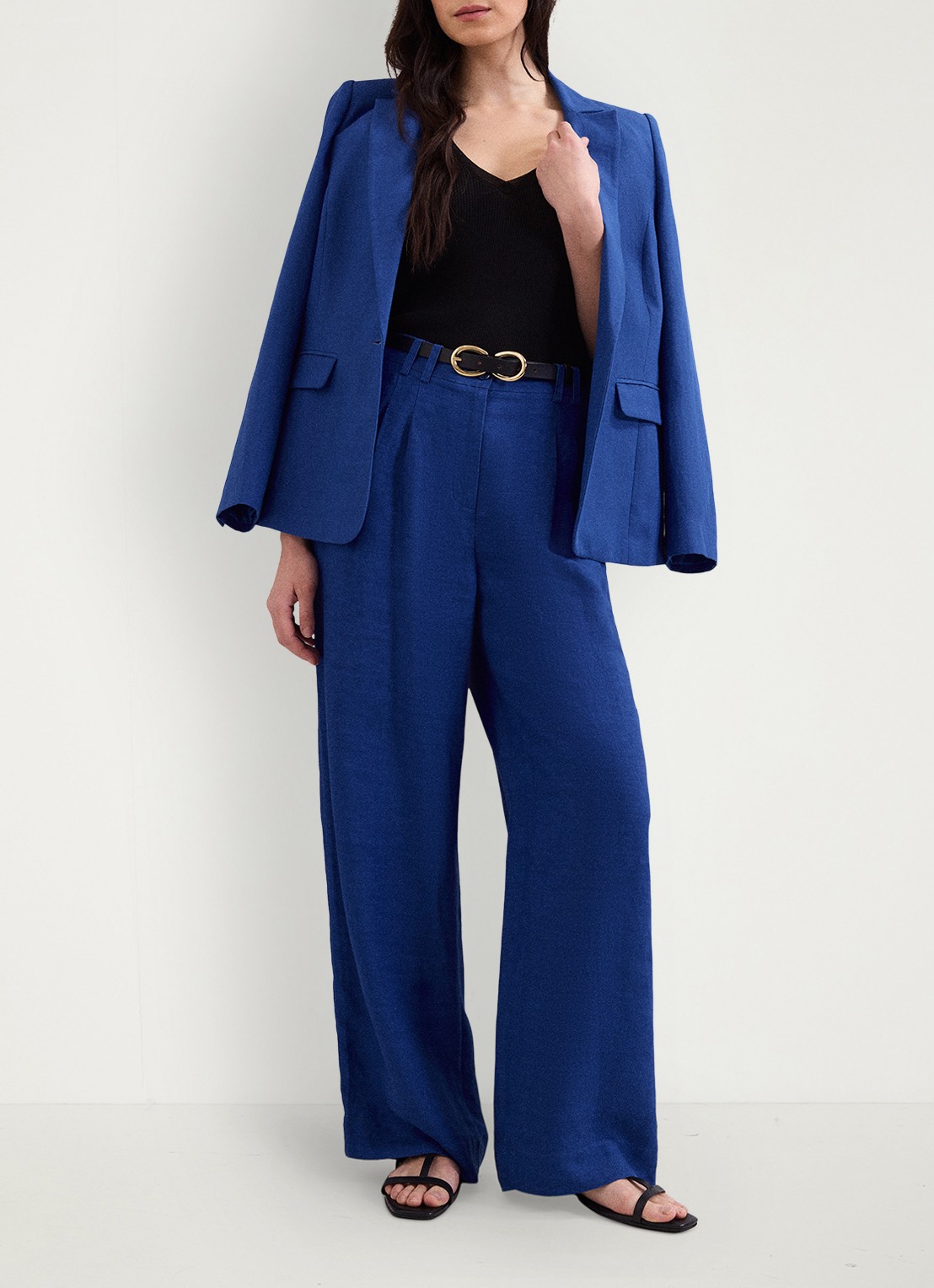 Phase Eight Floette blazer in linnenblend - voorkant 2 kobaltblauw