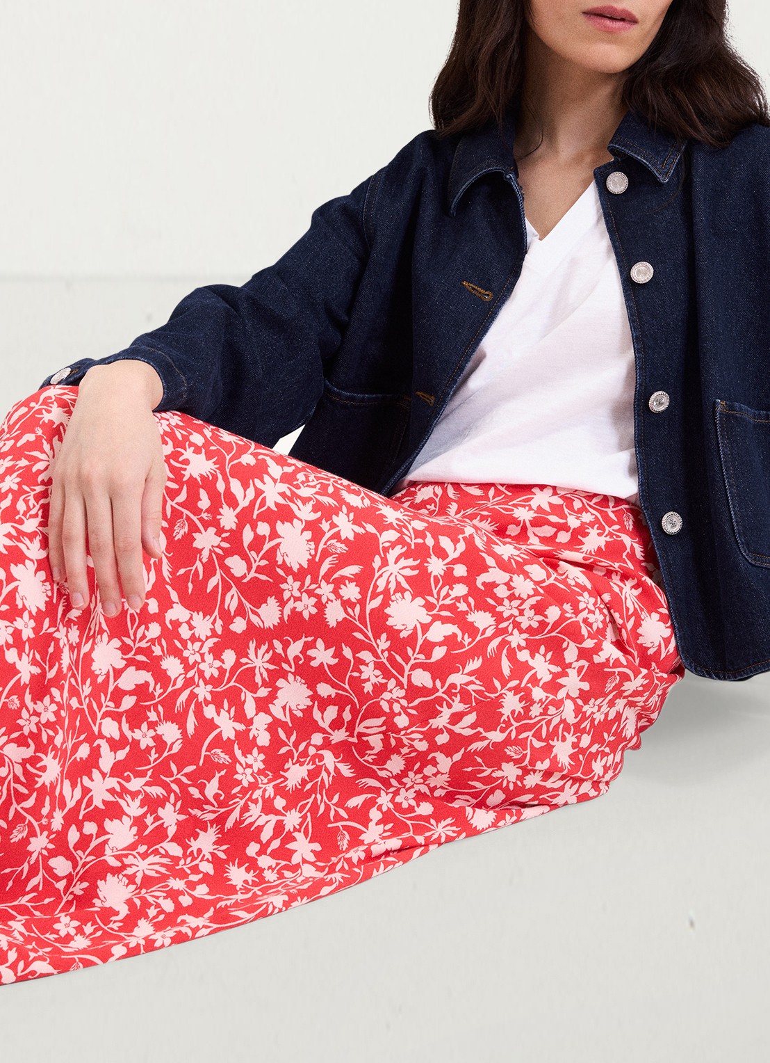 Phase Eight Floral midi rok met bloemenprint - detail 3 rood