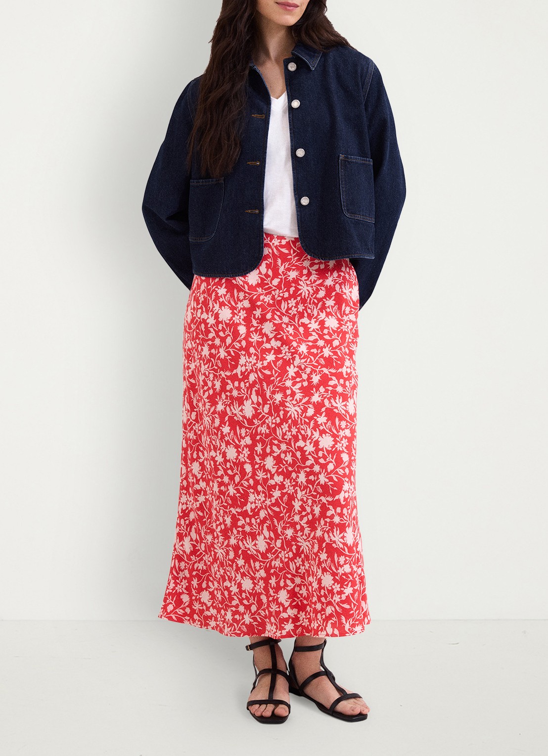 Phase Eight Floral midi rok met bloemenprint - voorkant 6 rood
