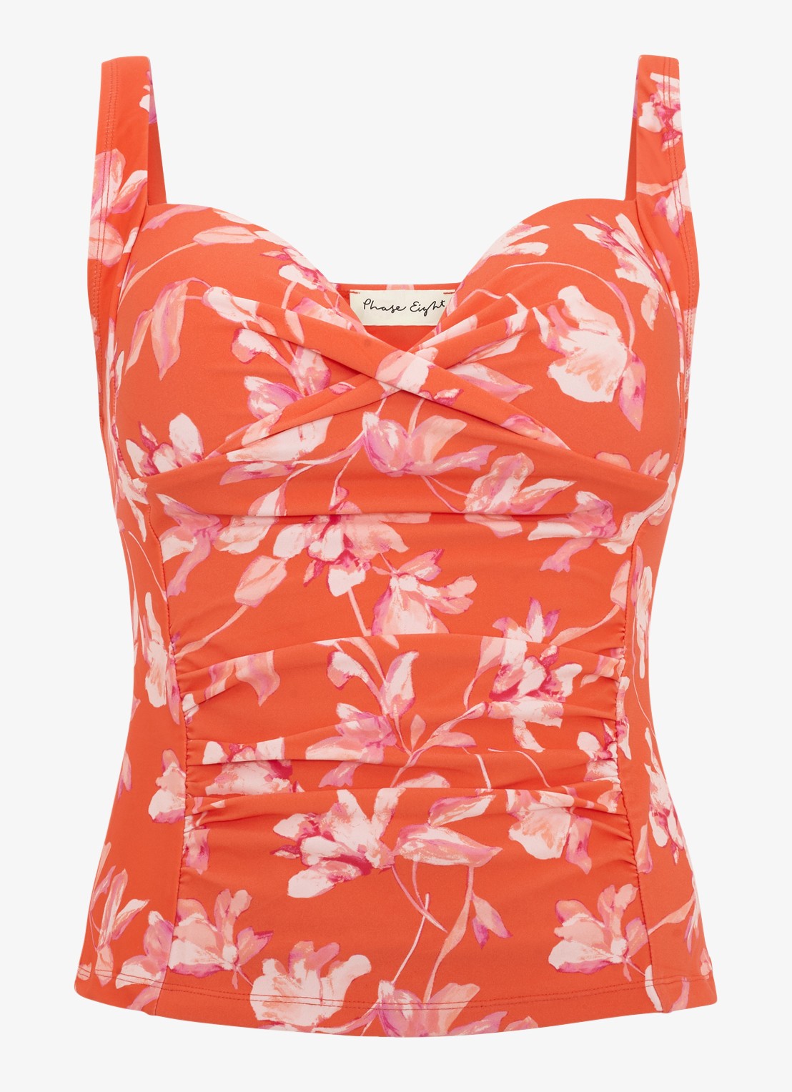 Phase Eight  Floral tankini met print - voorkant oranje
