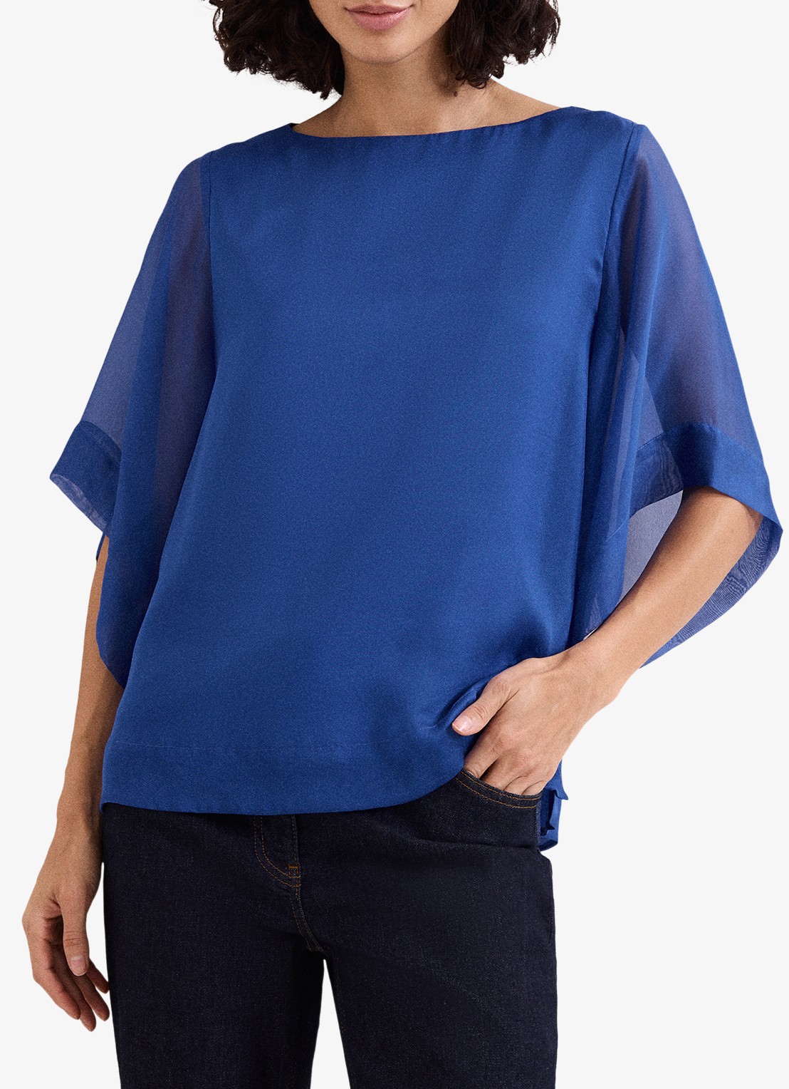 Phase Eight Florence tuniek van zijde - detail 4 blauw