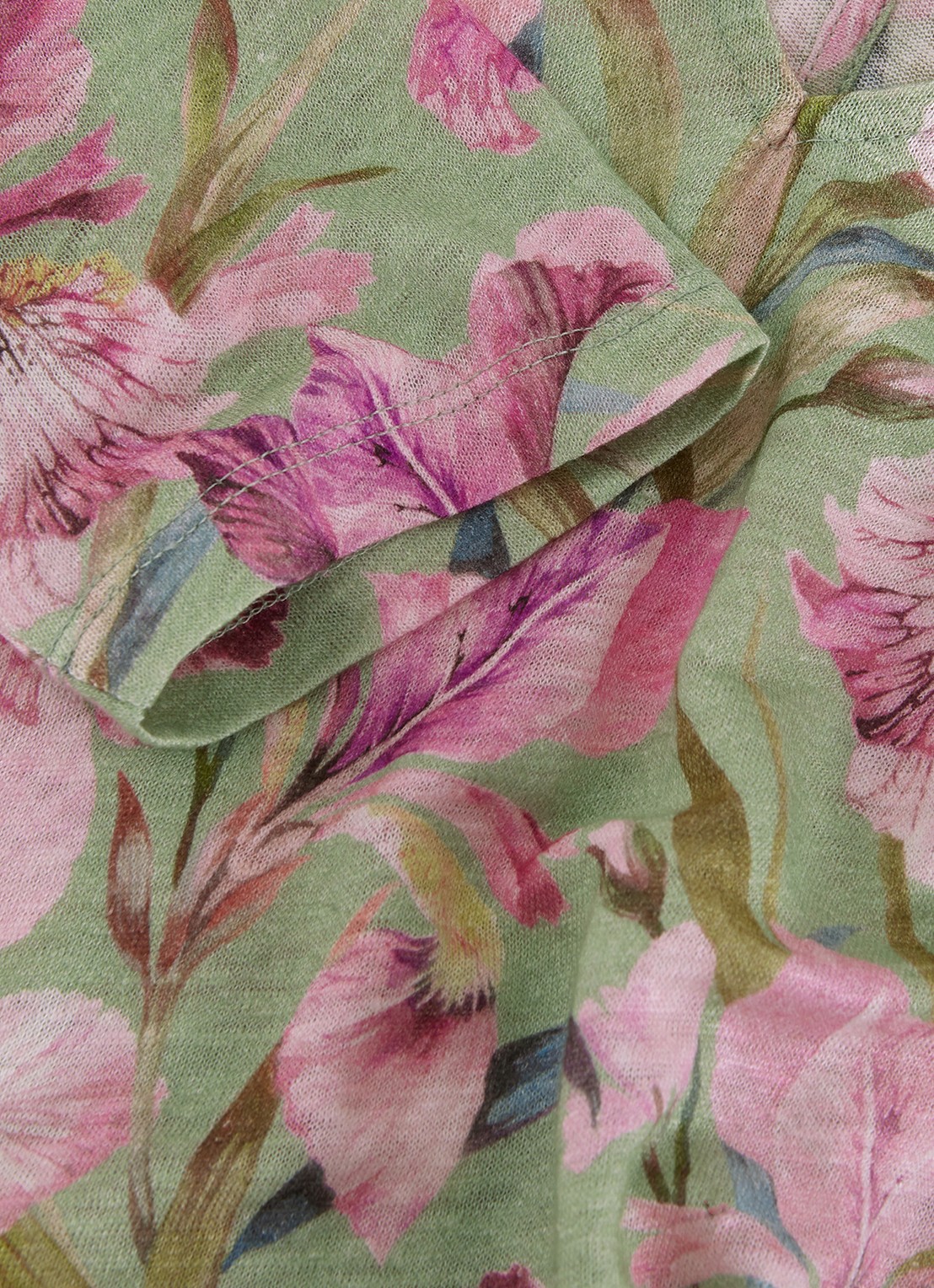 Phase Eight Flossie top van linnen met bloemenprint - detail 7 lindegroen