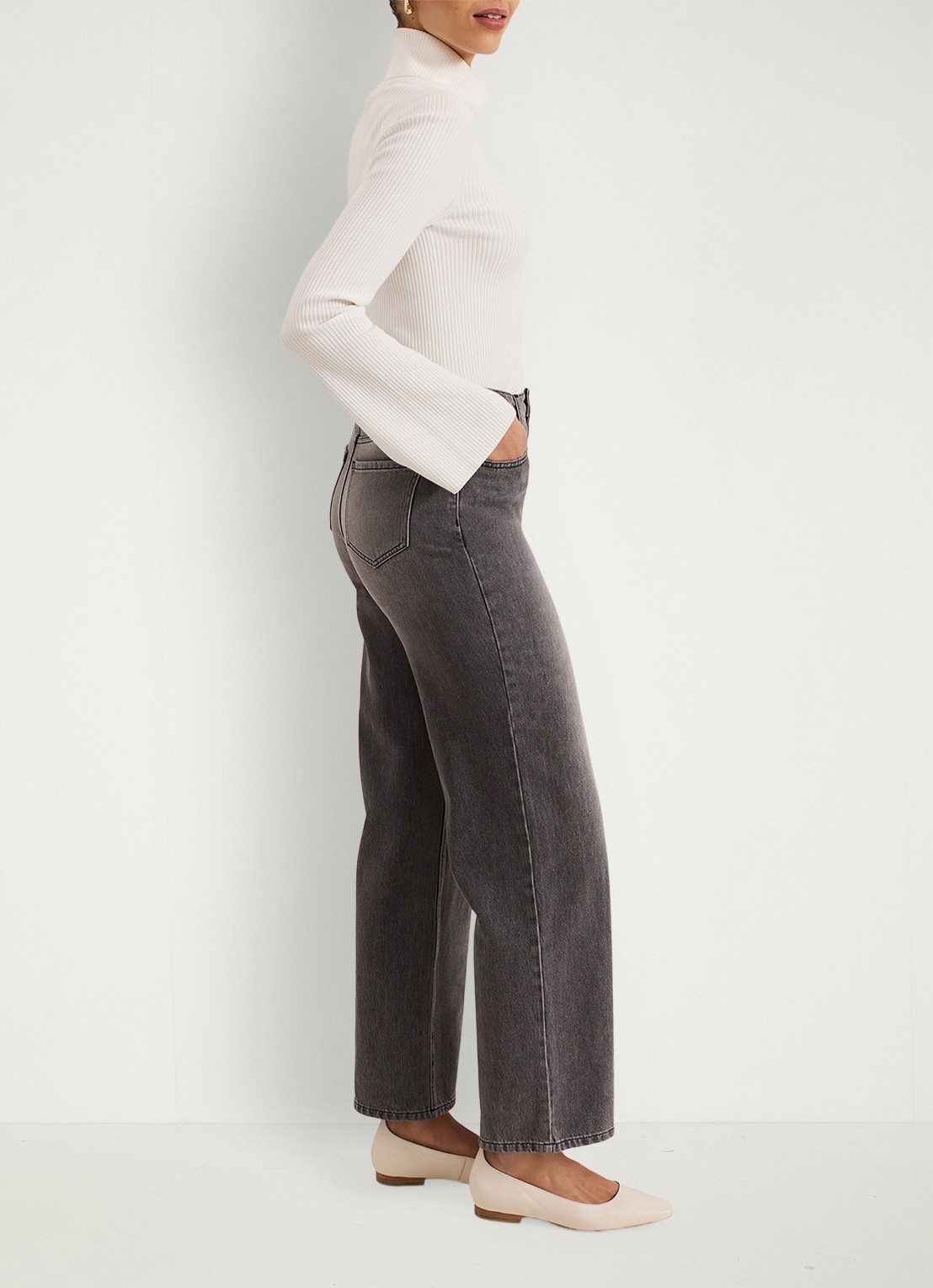Phase Eight Frankie hiigh waist straight leg jeans met steekzakken - detail 7 donkergrijs