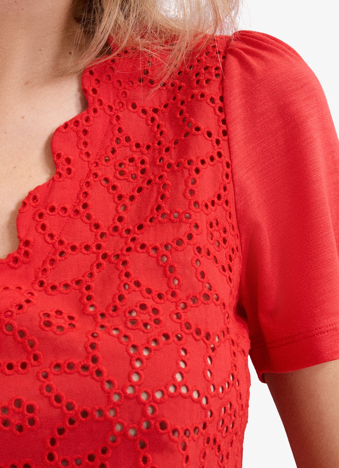 Phase Eight Freya tuniek met borduring - detail 7 oranjerood