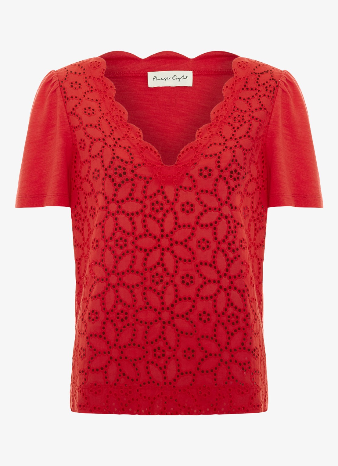 Phase Eight Freya tuniek met borduring - voorkant 2 oranjerood