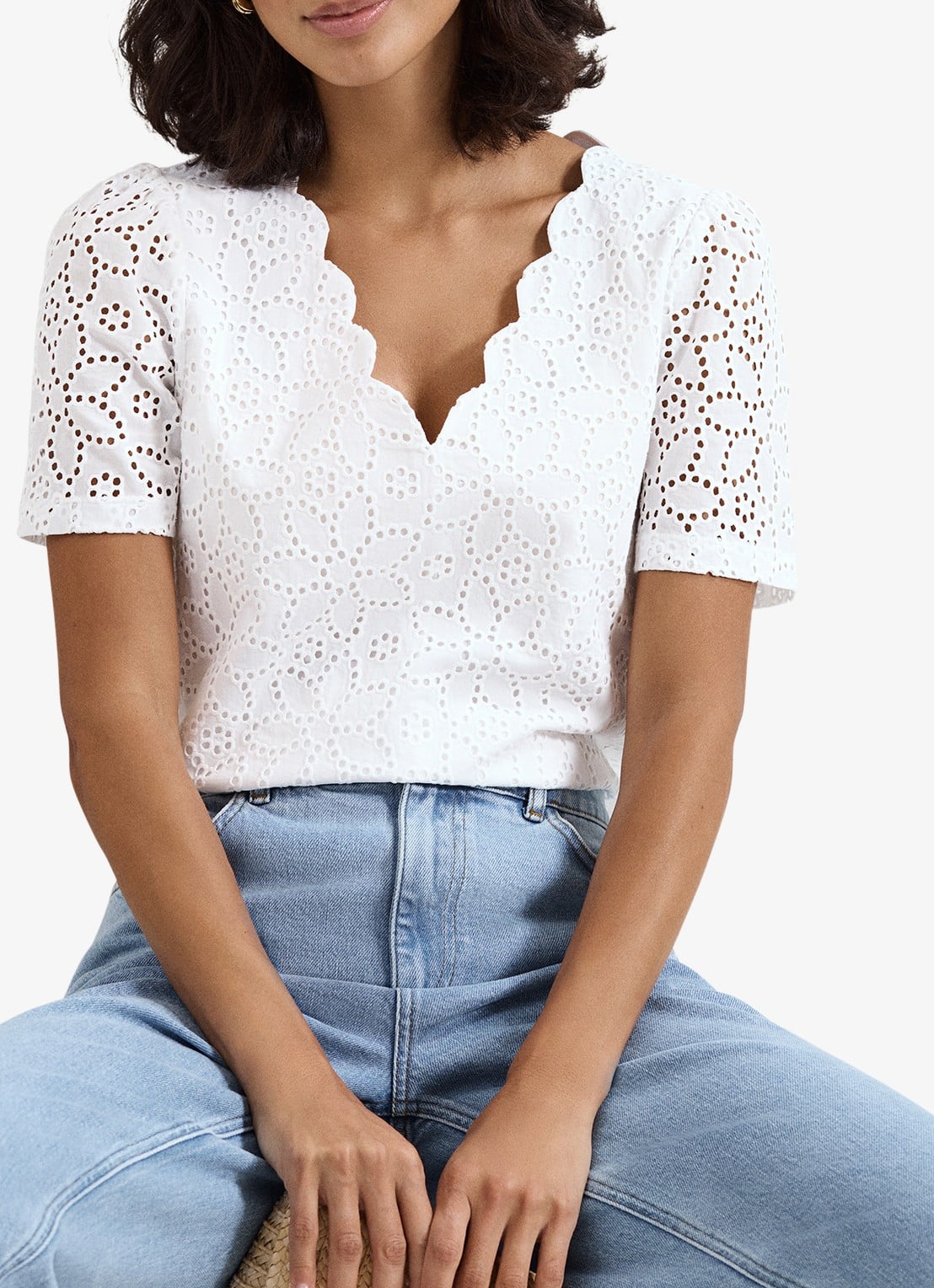 Phase Eight Freya tuniek met borduring - detail wit