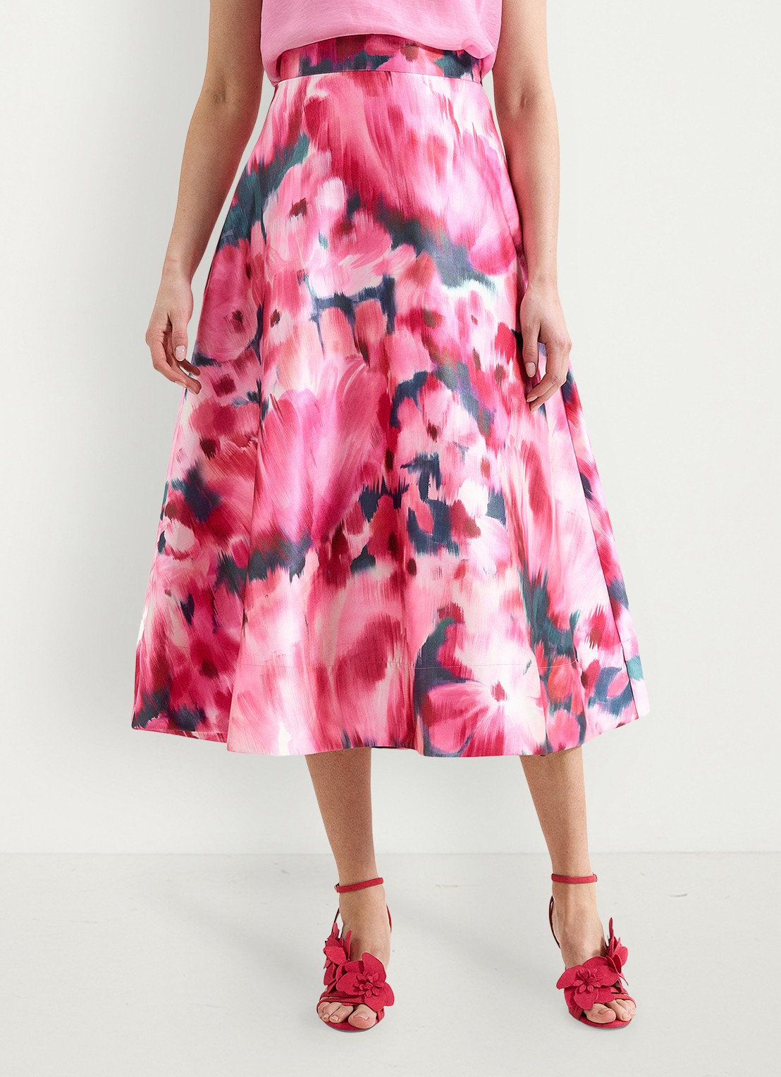 Phase Eight Freyja midi rok met bloemenprint - detail 3 roze