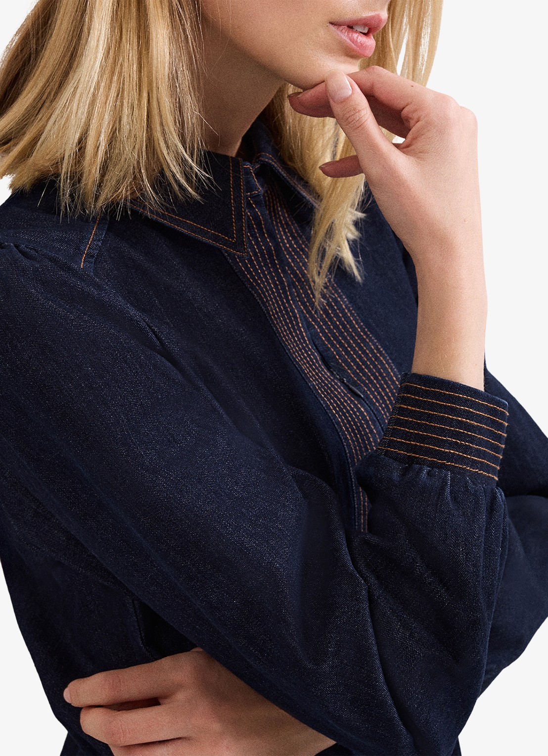 Phase Eight Gabi mini tuniekjurk van denim - detail 3 indigo