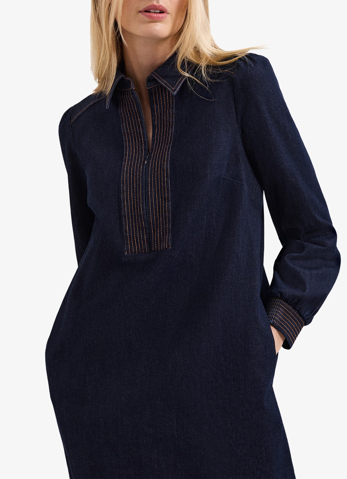 Phase Eight Gabi mini tuniekjurk van denim - detail 5 indigo