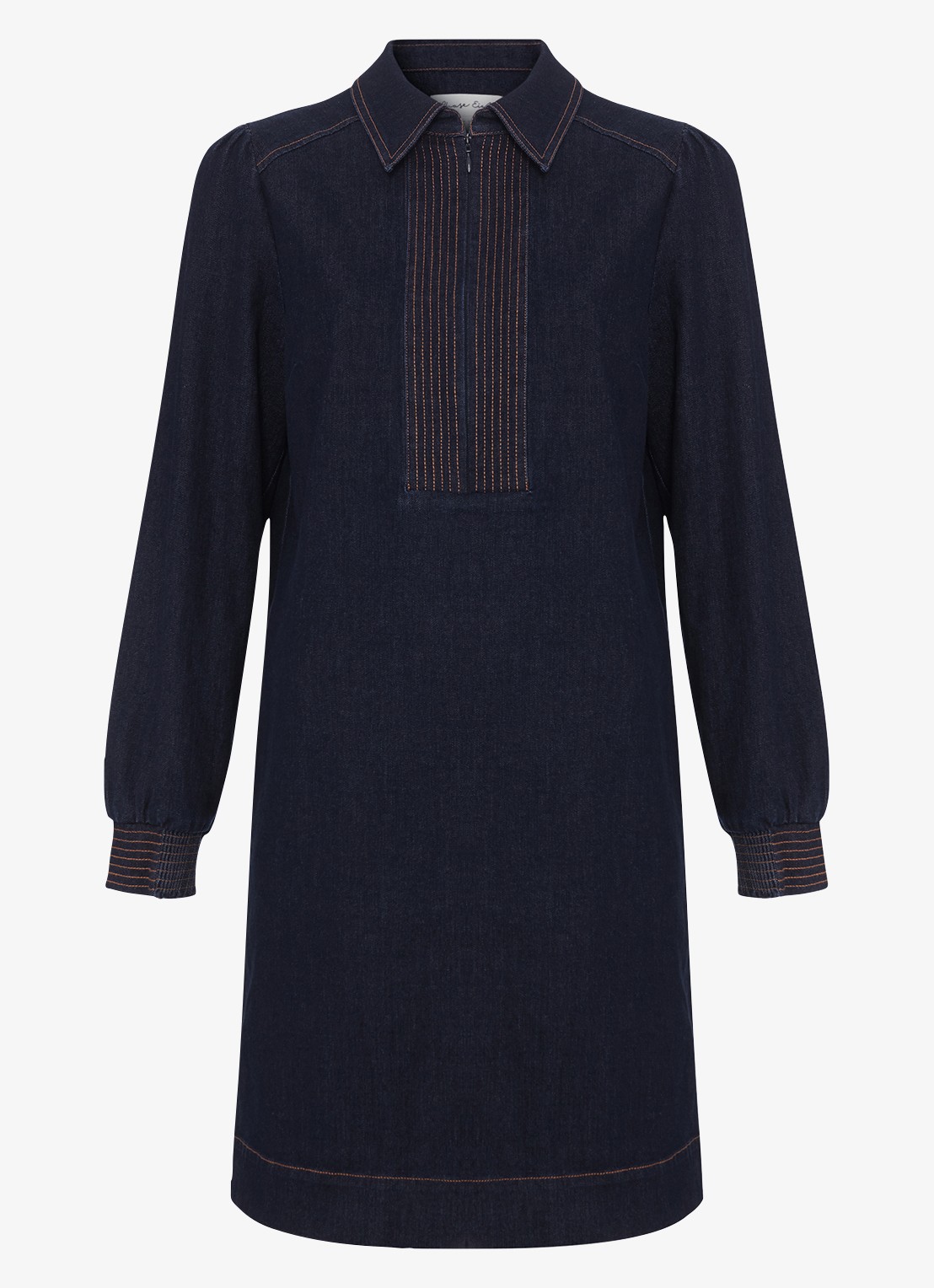 Phase Eight Gabi mini tuniekjurk van denim - voorkant 6 indigo