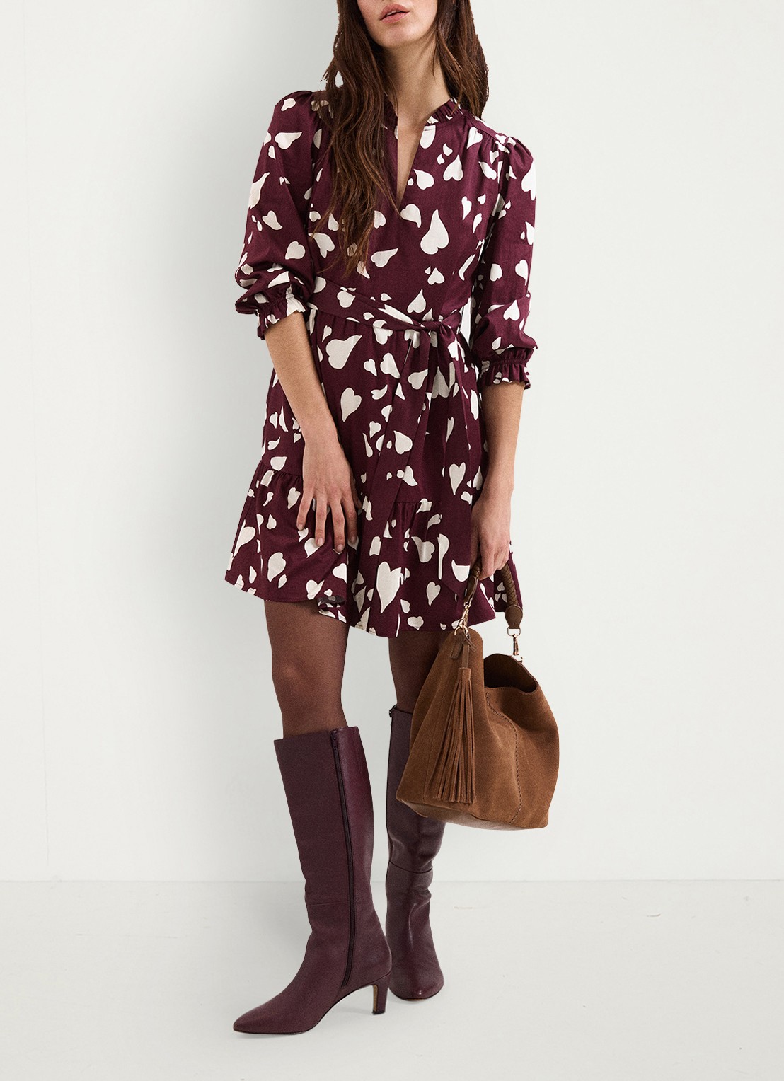 Phase Eight Gaia Heart mini tuniekjurk met print - voorkant 7 rood