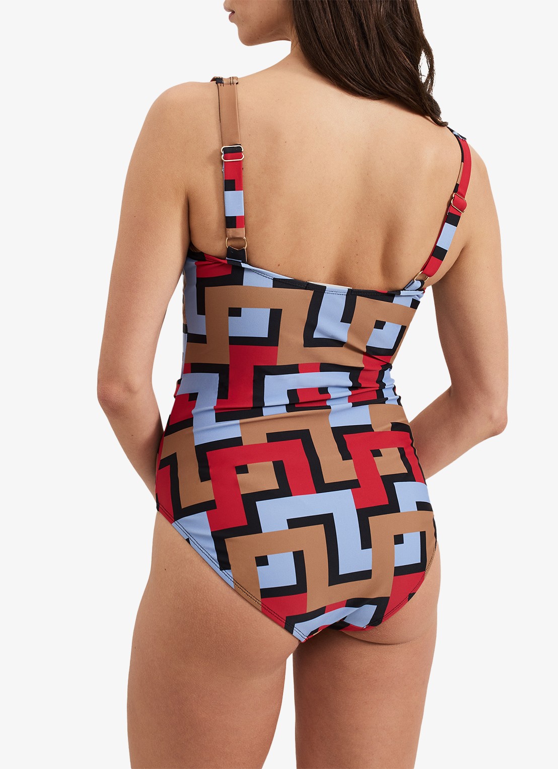 Phase Eight Geo badpak met grafische print - achterkant 3 blauw