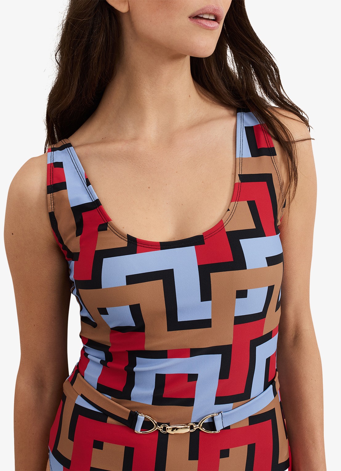 Phase Eight Geo badpak met grafische print - detail 5 blauw