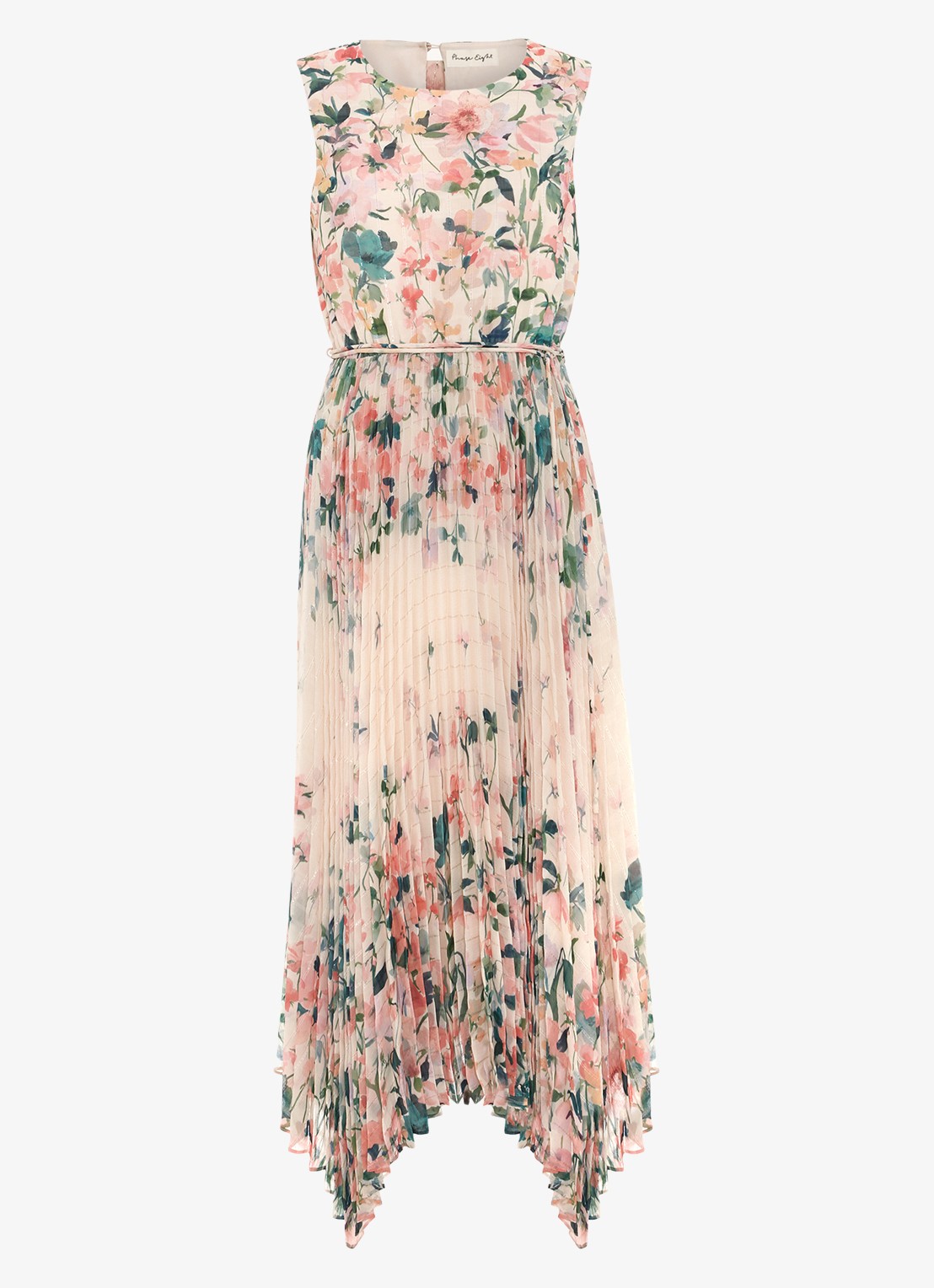 Phase Eight Georgiana midi jurk met bloemenprint - voorkant 2 oudroze