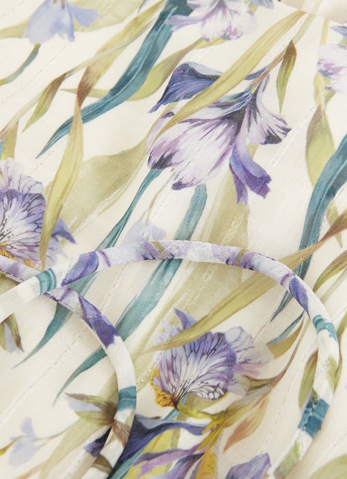 Phase Eight Georgiana mouwloze midi jurk met bloemenprint en plissé - detail 4 creme