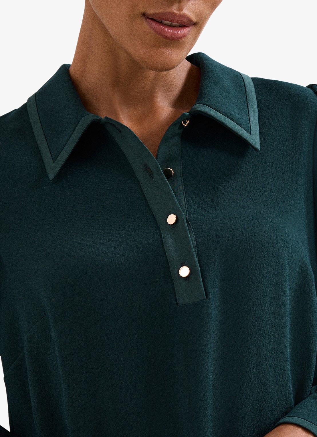 Phase Eight Gina mini tuniekjurk met ballonmouw - detail 7 donkergroen