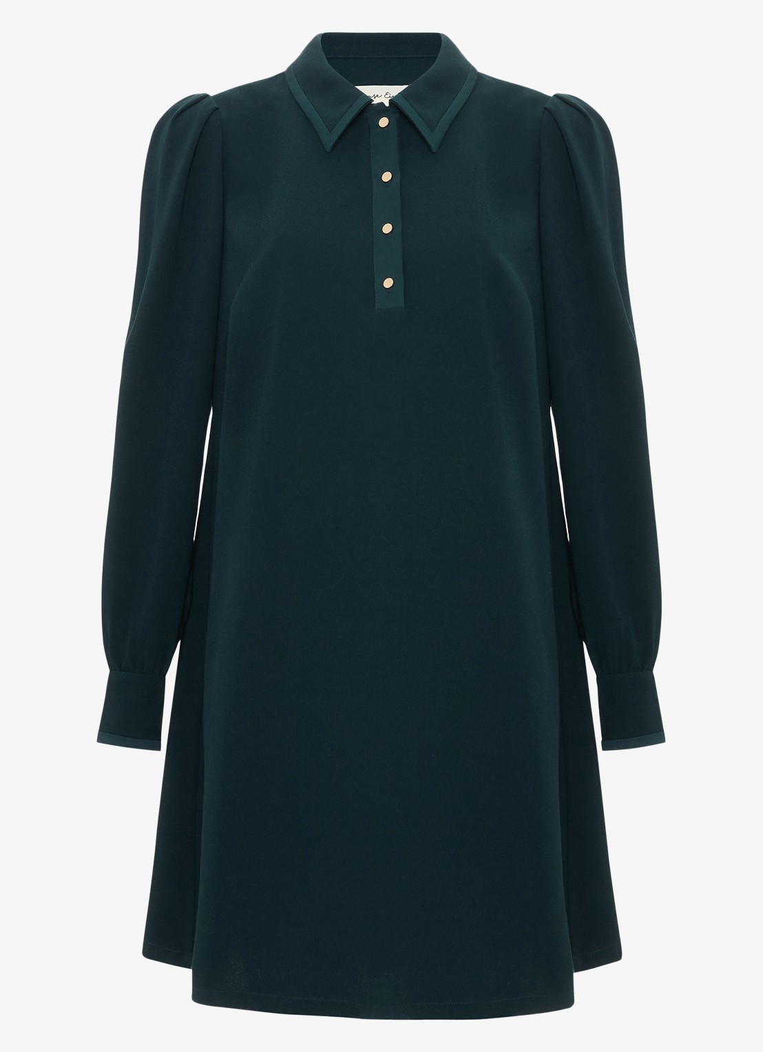 Phase Eight Gina mini tuniekjurk met ballonmouw - voorkant donkergroen