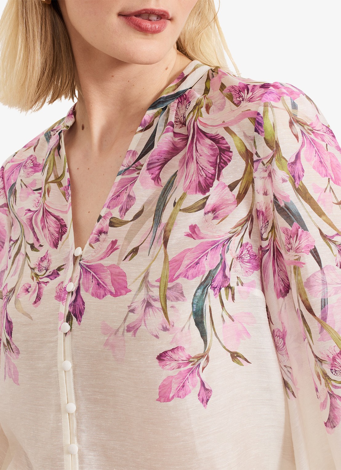 Phase Eight Gisela blouse  met bloemenprint - detail 5 creme