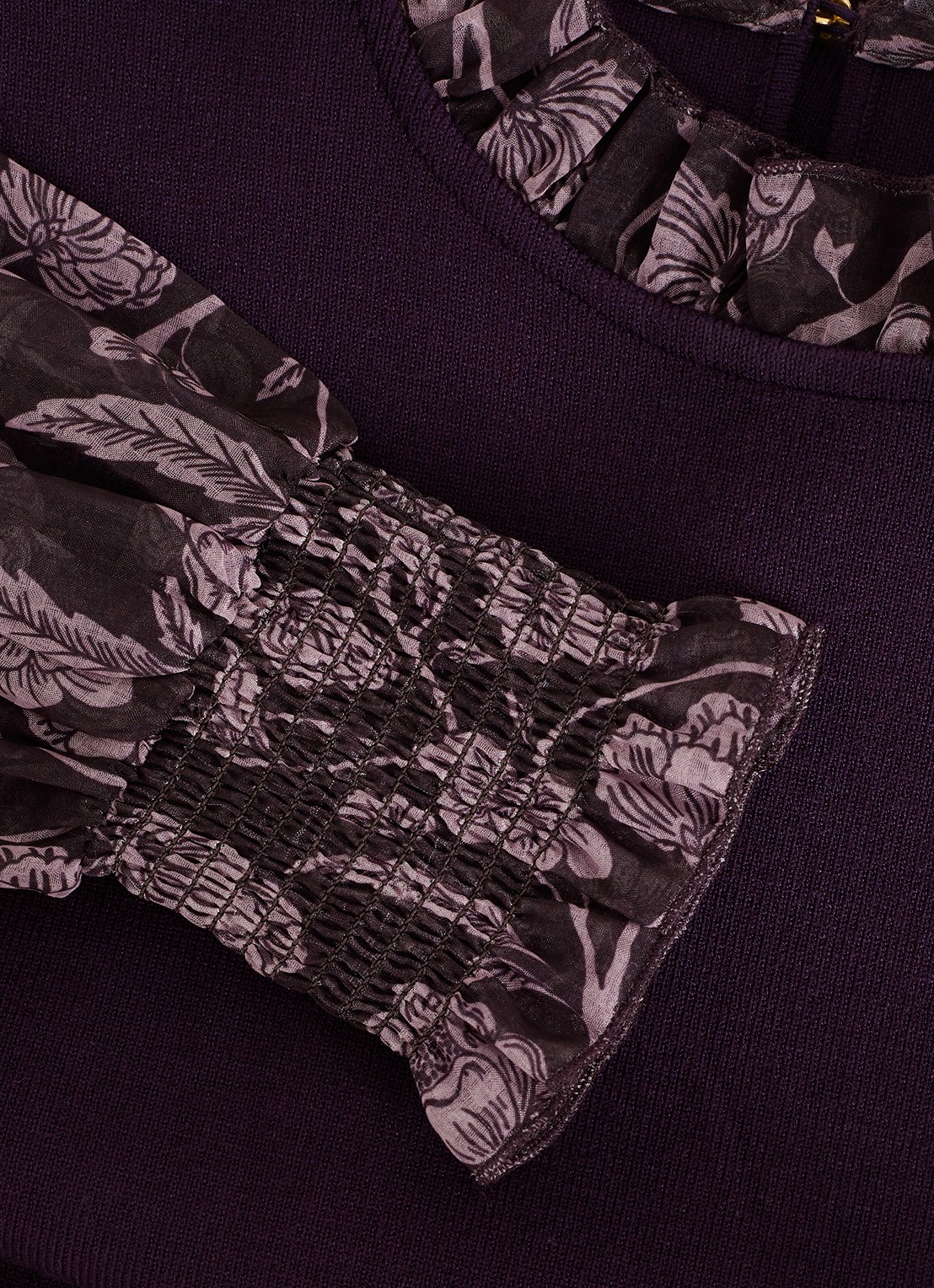 Phase Eight Giselle fijngebreide mini jurk met ruches - detail 7 paars
