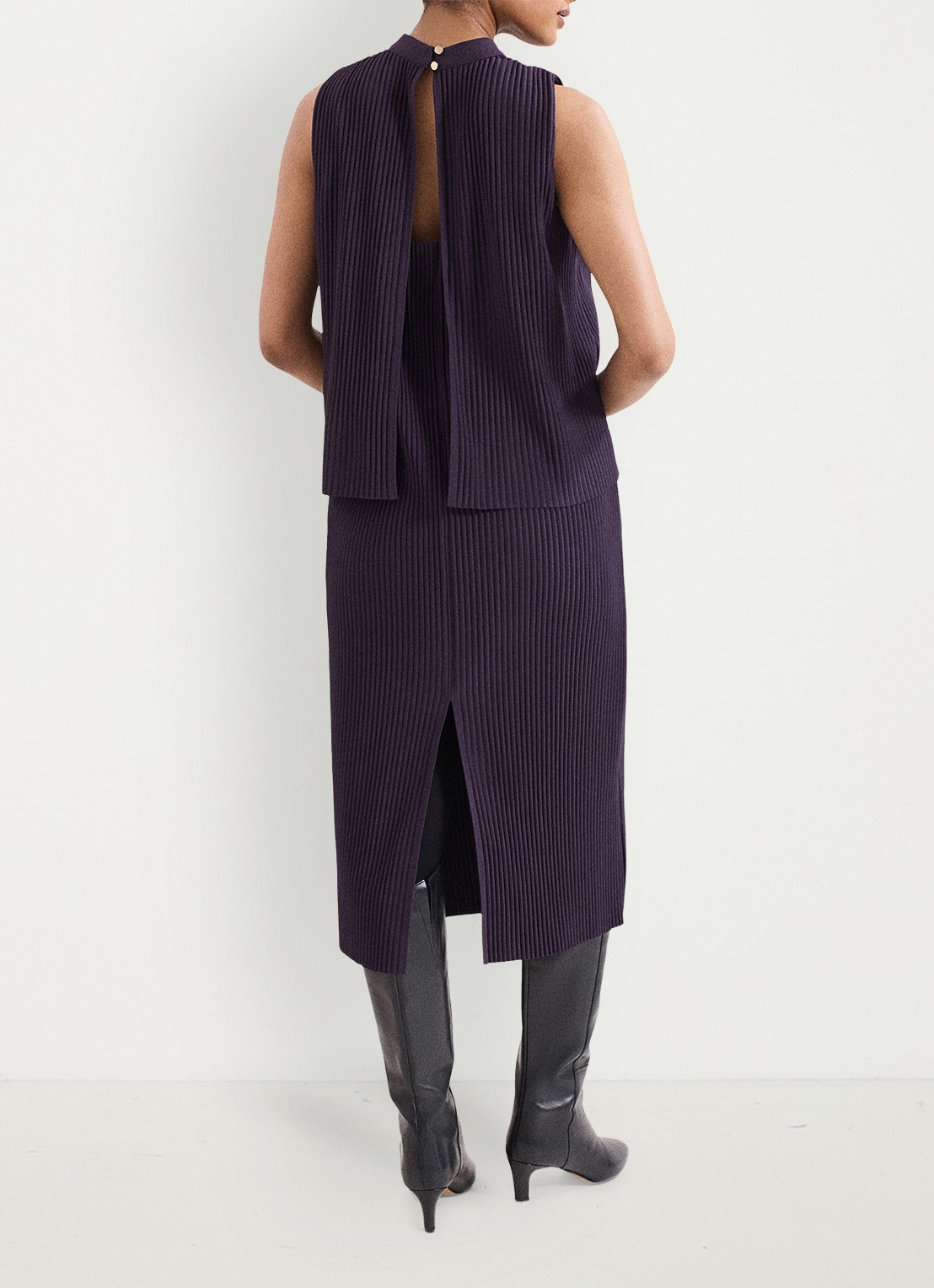 Phase Eight Gracie midi jurk met textuur 2-delig - achterkant paars
