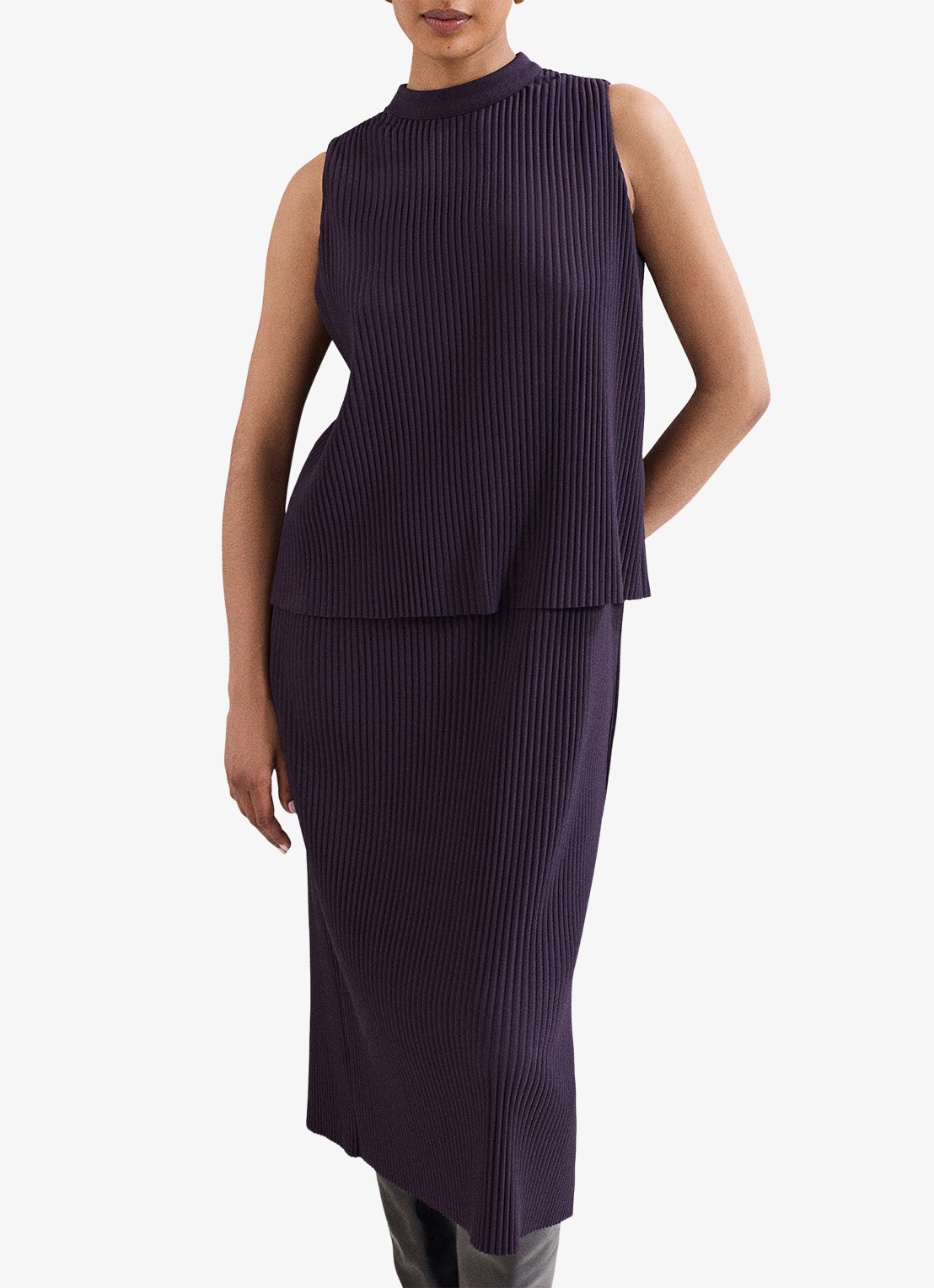 Phase Eight Gracie midi jurk met textuur 2-delig - detail 2 paars