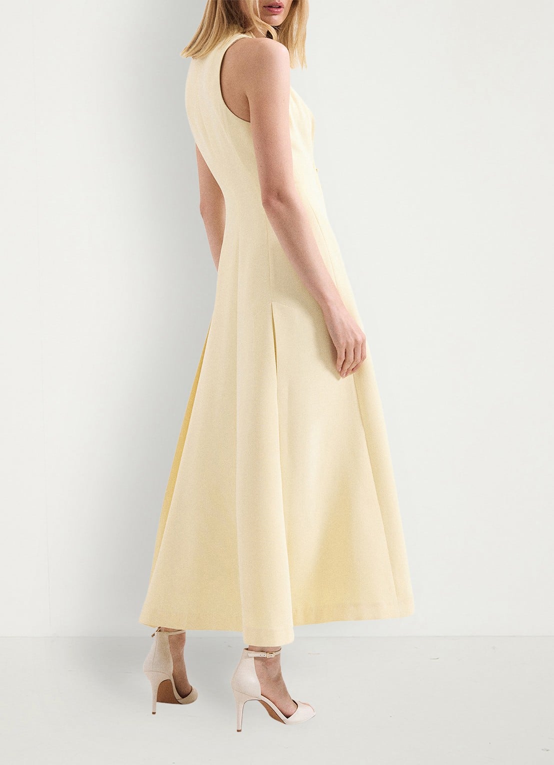 Phase Eight Greta Tux maxi jurk met plooien - achterkant lichtgeel